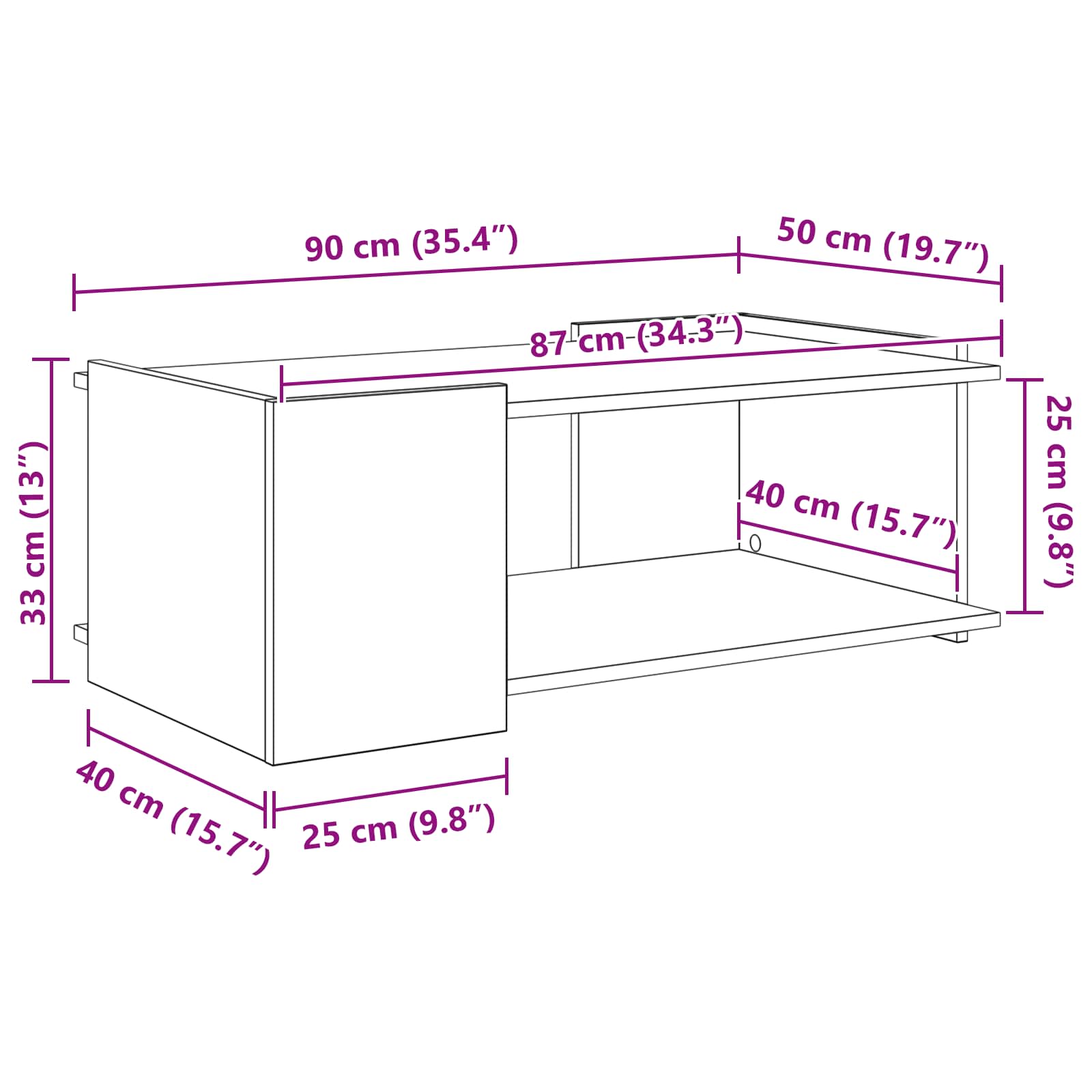 Τραπεζάκι σαλονιού Artisan Δρυς 90 x 50 x 33 εκ. - Pakobazaar