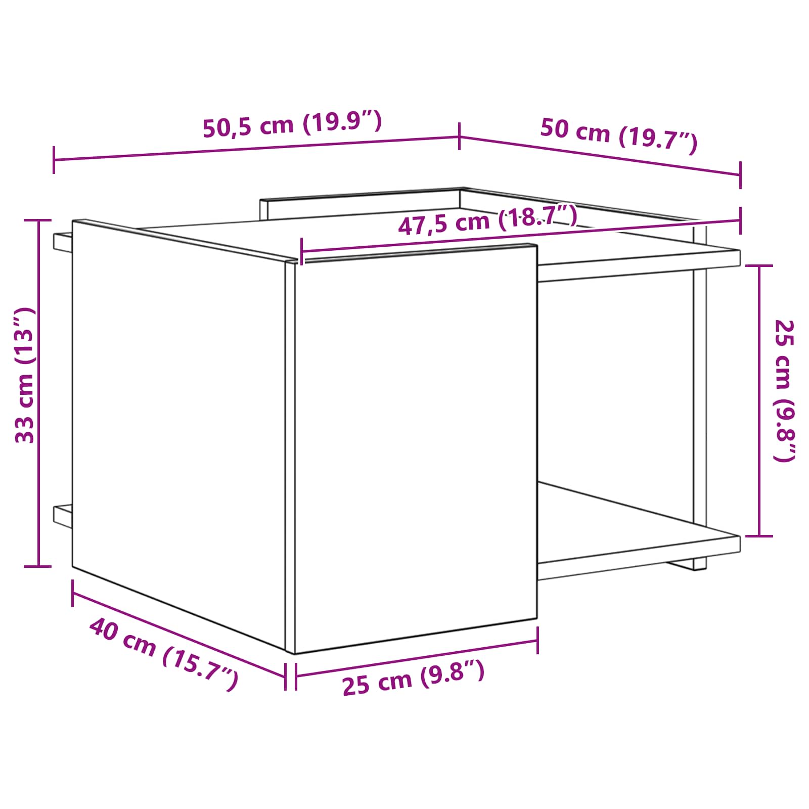 Τραπεζάκι σαλονιού Sonoma Δρυς 50,5 x 50 x 33 εκ. - Pakobazaar