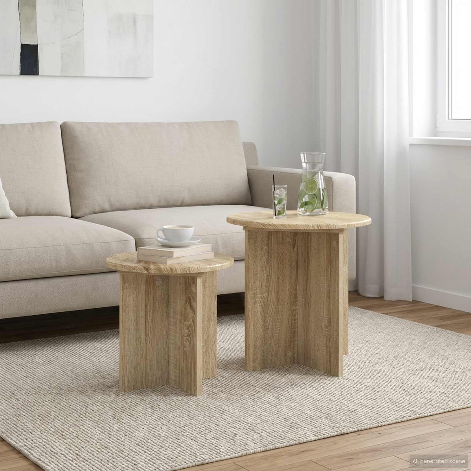 Σετ βοηθητικά τραπεζάκια με αποθήκευση 2 pcs Sonoma Δρυς - Pakobazaar
