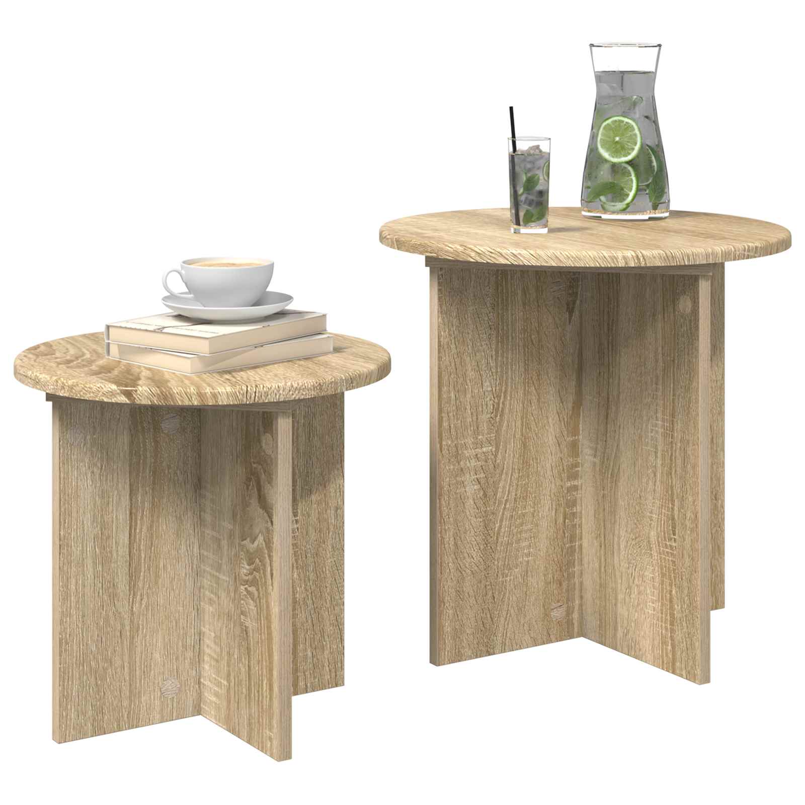 Σετ βοηθητικά τραπεζάκια με αποθήκευση 2 pcs Sonoma Δρυς - Pakobazaar
