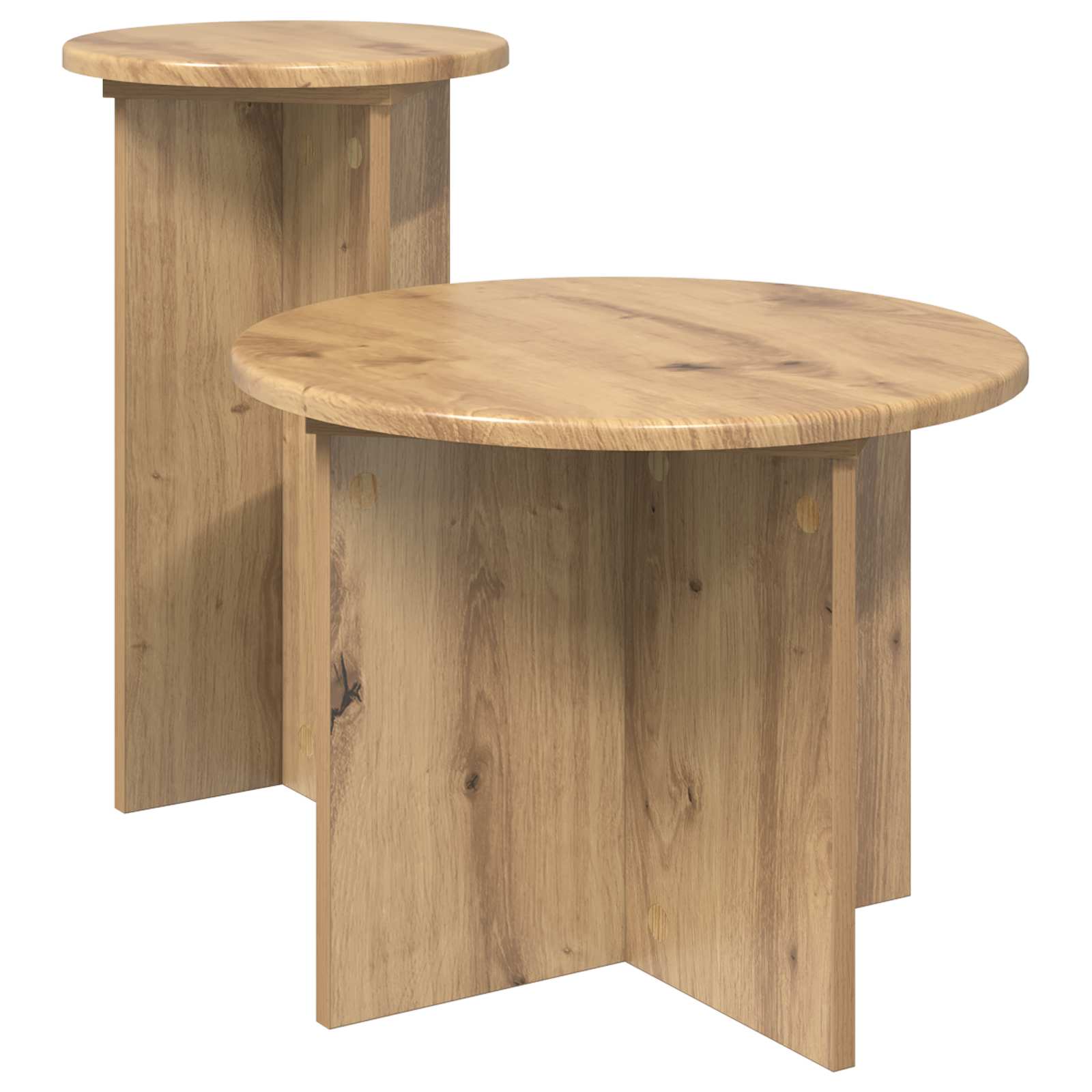 Σετ βοηθητικά τραπεζάκια 2 pcs Artisan Δρυς Επεξεργασμένο Ξύλο - Pakobazaar