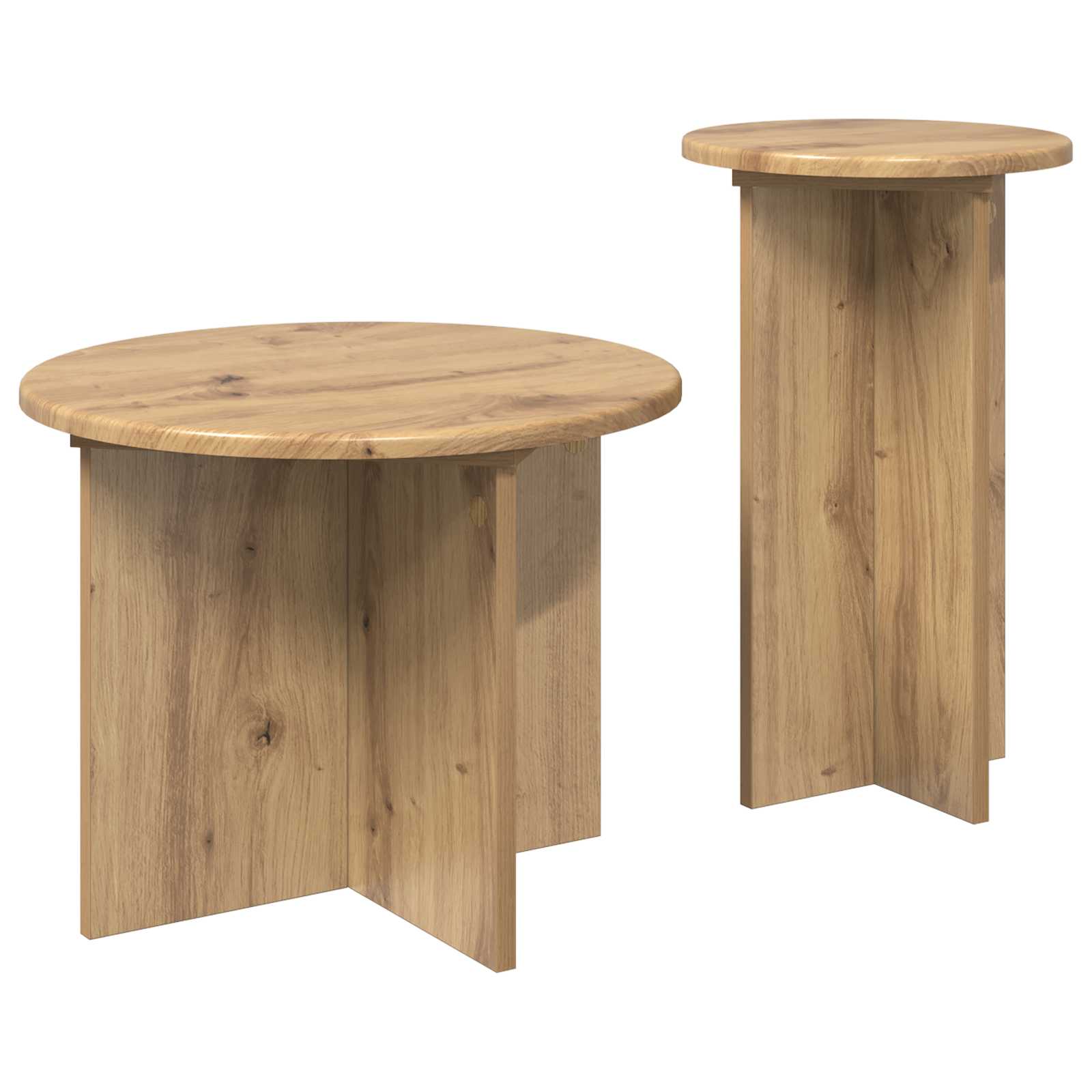 Σετ βοηθητικά τραπεζάκια 2 pcs Artisan Δρυς Επεξεργασμένο Ξύλο - Pakobazaar