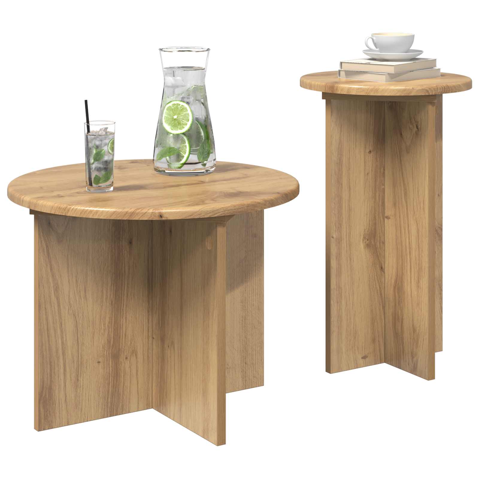 Σετ βοηθητικά τραπεζάκια 2 pcs Artisan Δρυς Επεξεργασμένο Ξύλο - Pakobazaar