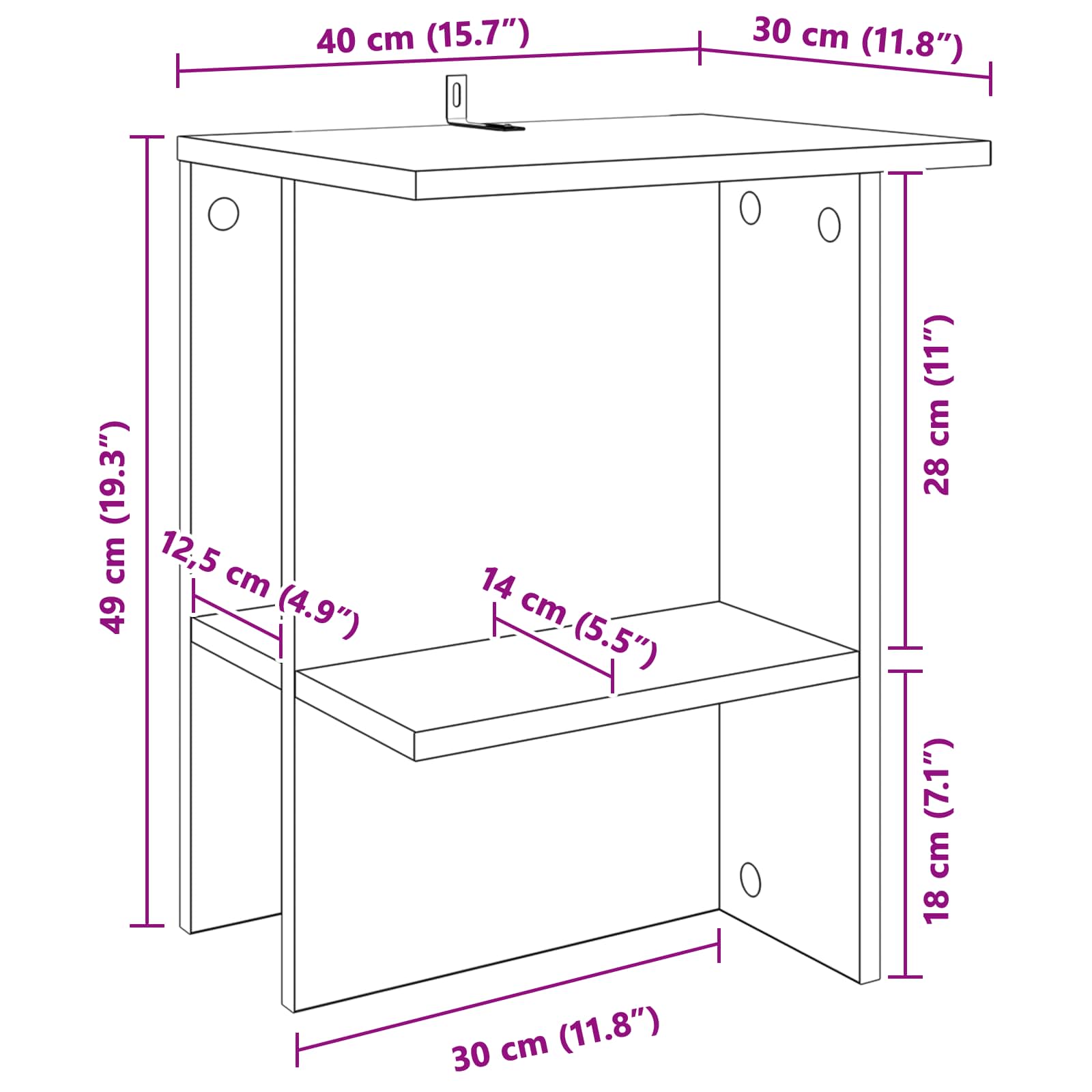 Τραπεζάκι σαλονιού Γκρι Sonoma 40 x 30 x 49 εκ. - Pakobazaar