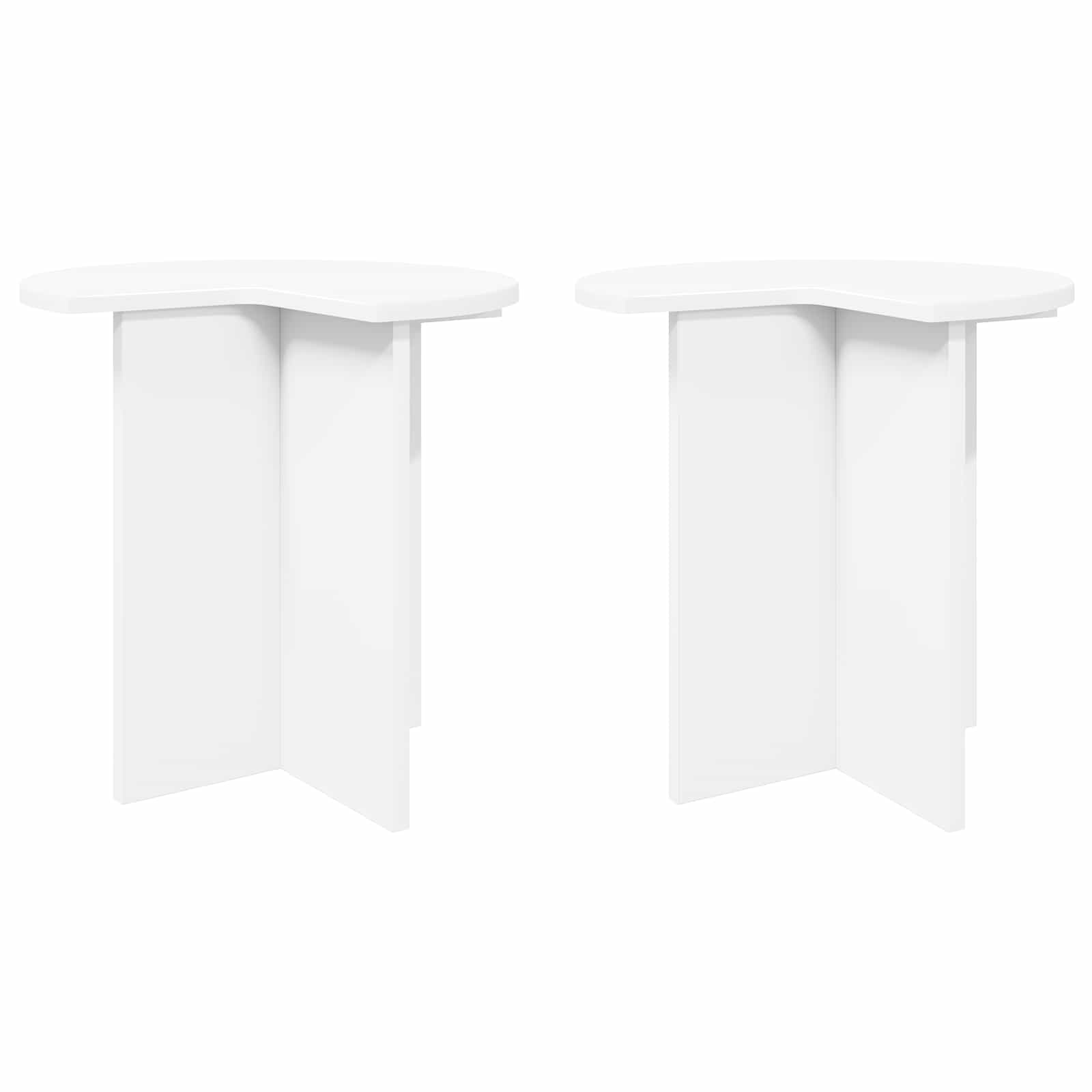 Τραπεζάκι Πλευράς 2 pcs Λευκό Ø 39 x 38 εκ Επεξεργασμένο Ξύλο - Pakobazaar