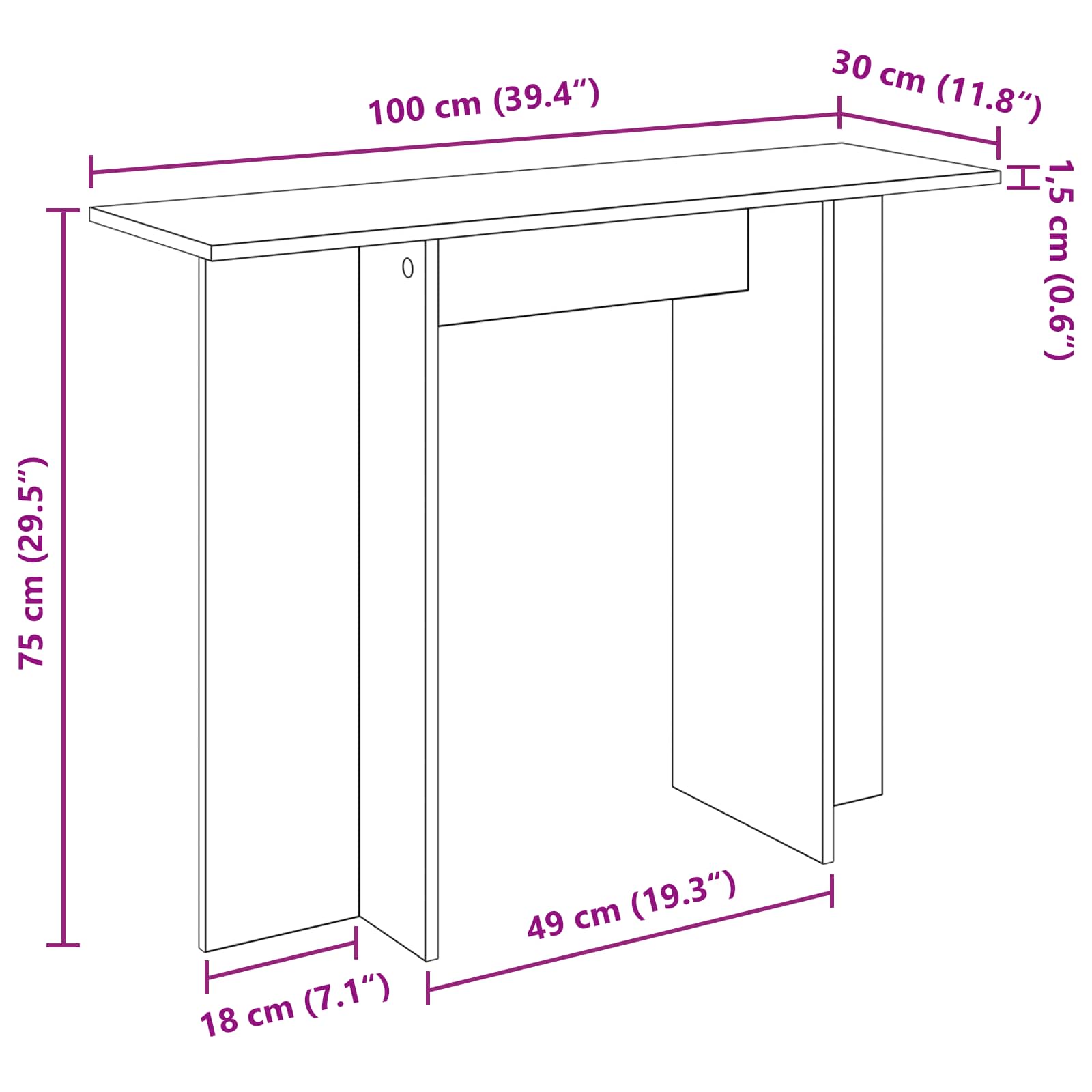 Τραπέζι κονσόλας Καπνιστή Δρυς 100 x 30 x 75 εκ - Pakobazaar