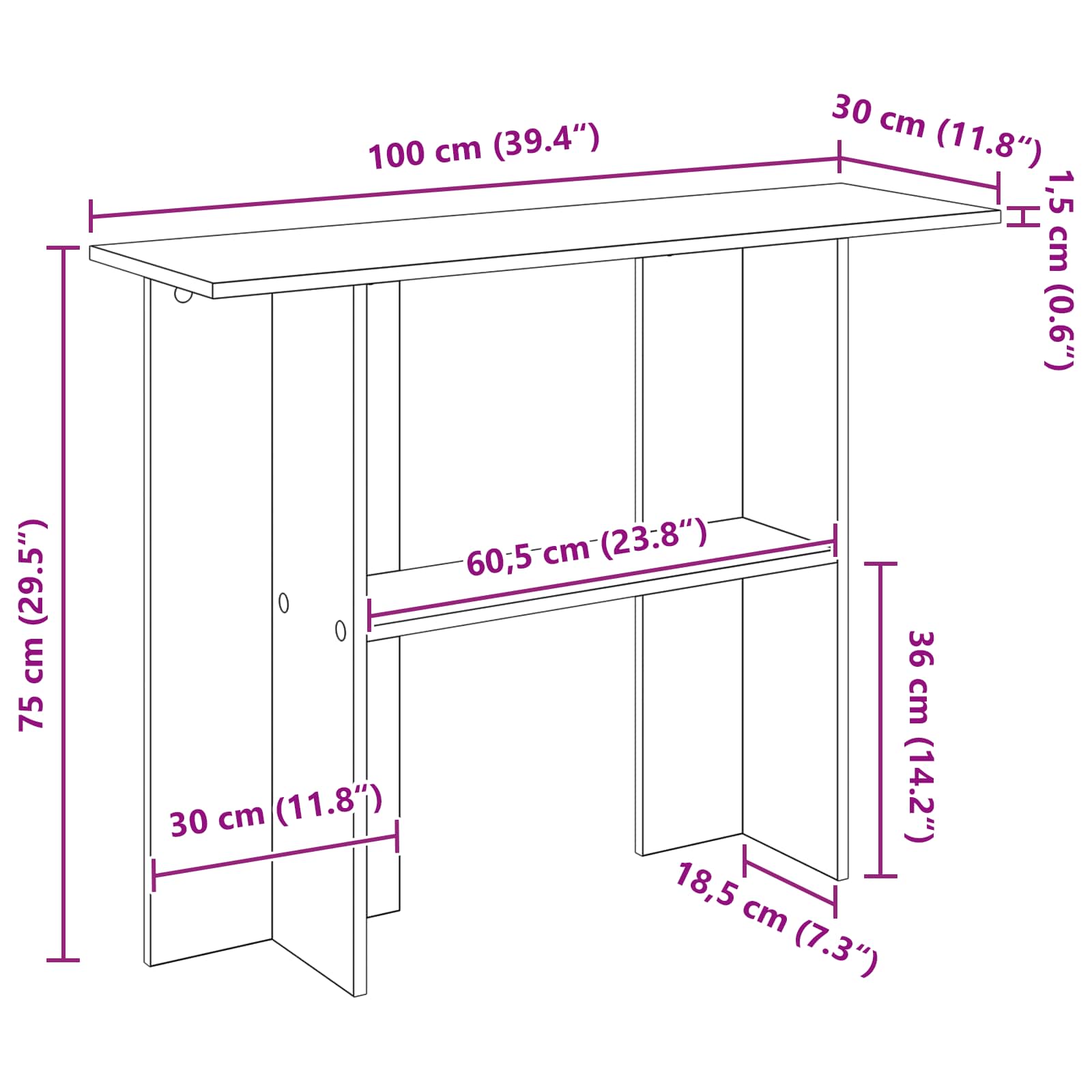 Τραπέζι κονσόλας Artisan Δρυς 100 x 30 x 75 εκ - Pakobazaar