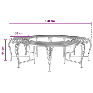 Παγκάκι Δέντρου 8-Αριθμός καθισμάτων Ø 160 x 44 εκ Ατσάλι Μαύρο - Pakobazaar
