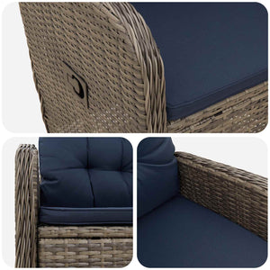 Ανακλινόμενη καρέκλα κήπου Γκρι και Navy Blue συνθετικό ρατάν - Pakobazaar