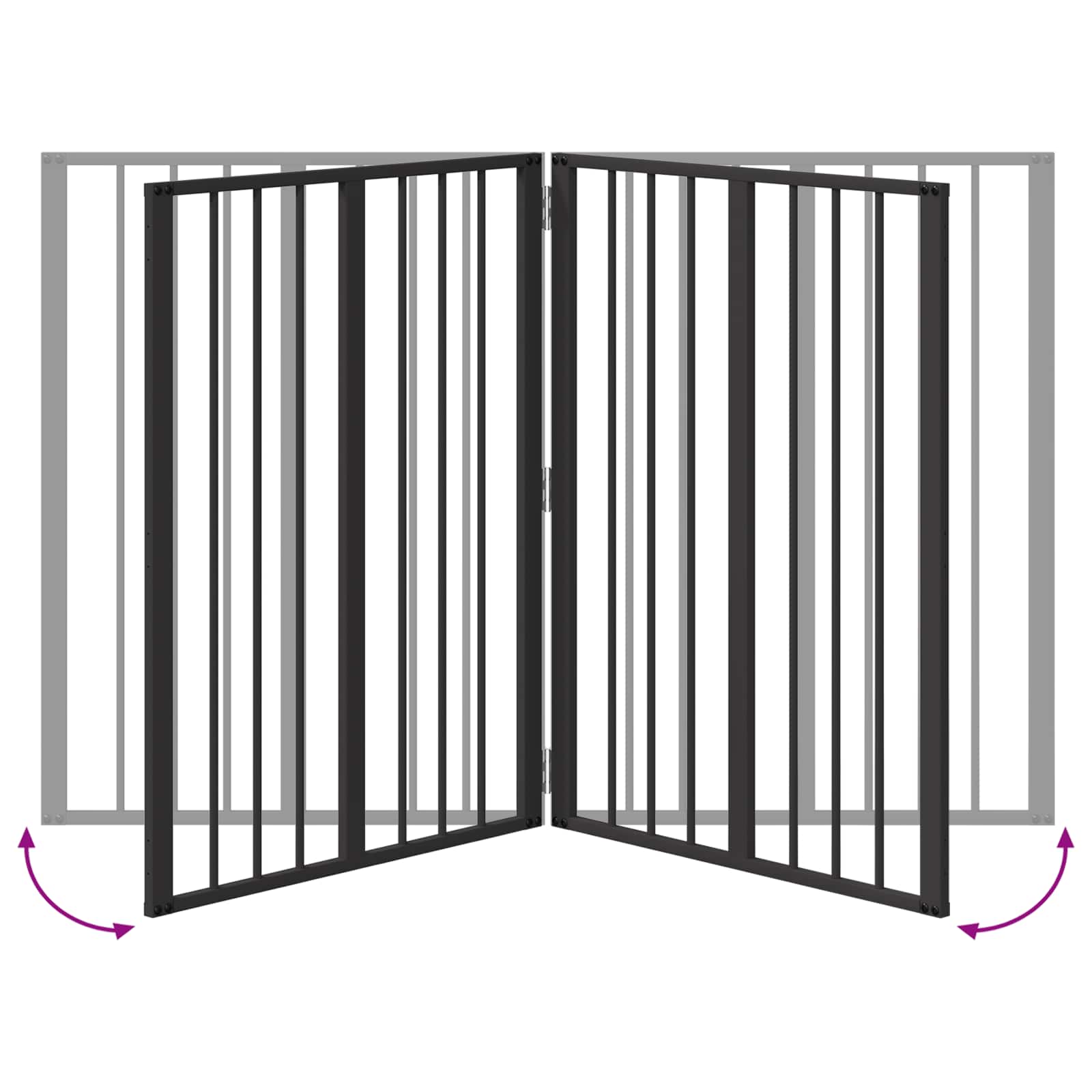 Πόρτα Σκύλου 2 pcs Μαύρο 100 x 100 cm Επικαλυμμένος Χάλυβας - Pakobazaar