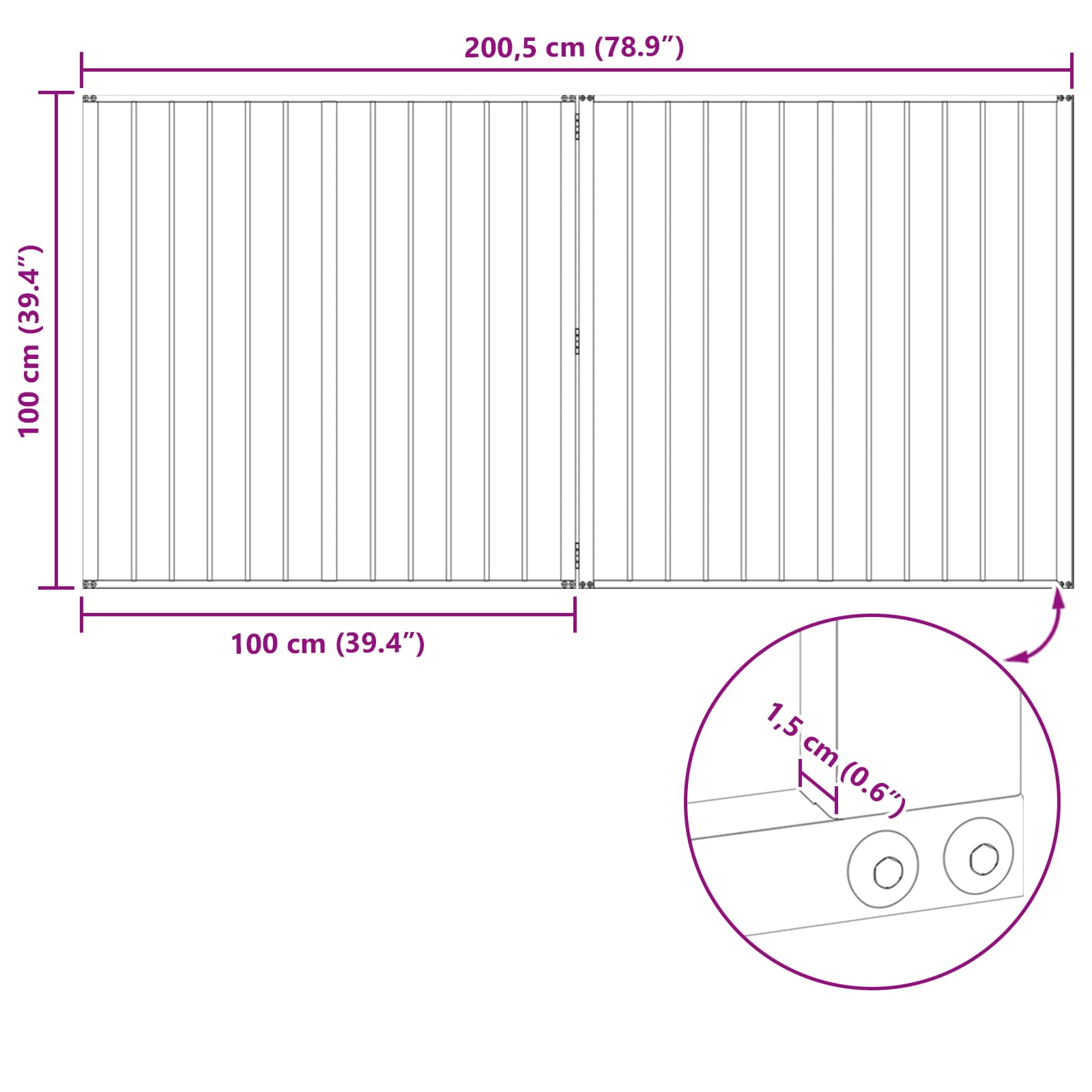 Πόρτα Σκύλου 2 pcs Μαύρο 100 x 100 cm Επικαλυμμένος Χάλυβας - Pakobazaar