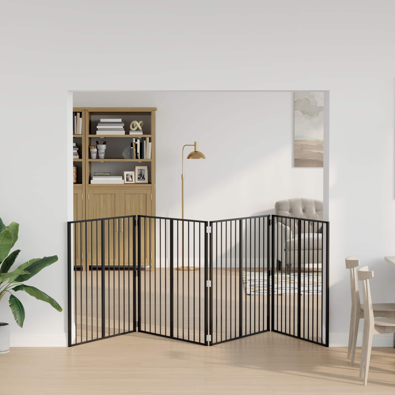 Πόρτα Σκύλου 4 pcs Μαύρο 100 x 100 cm Επικαλυμμένος Χάλυβας - Pakobazaar