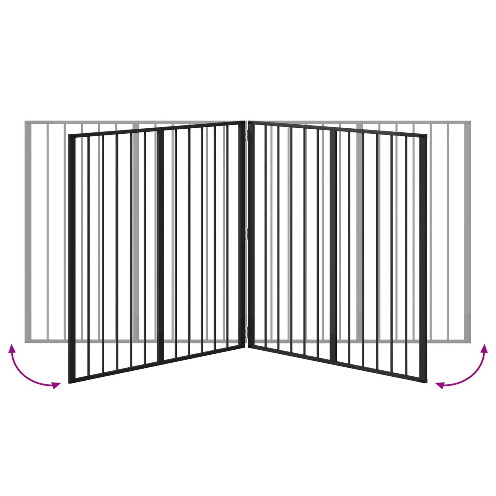 Πόρτα Σκύλου 4 pcs Μαύρο 100 x 100 cm Επικαλυμμένος Χάλυβας - Pakobazaar