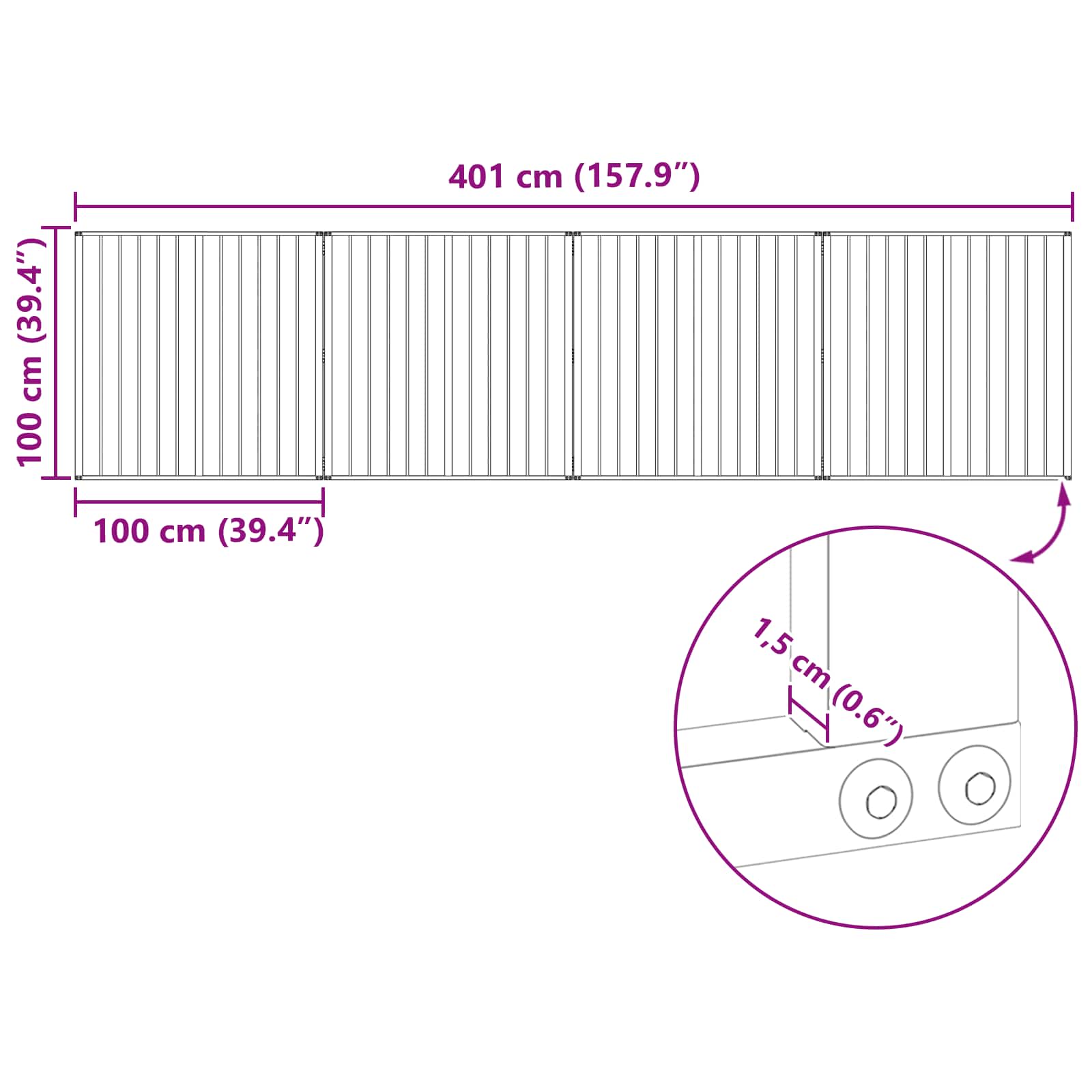 Πόρτα Σκύλου 4 pcs Μαύρο 100 x 100 cm Επικαλυμμένος Χάλυβας - Pakobazaar