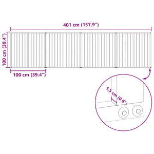 Πόρτα Σκύλου 4 pcs Μαύρο 100 x 100 cm Επικαλυμμένος Χάλυβας - Pakobazaar