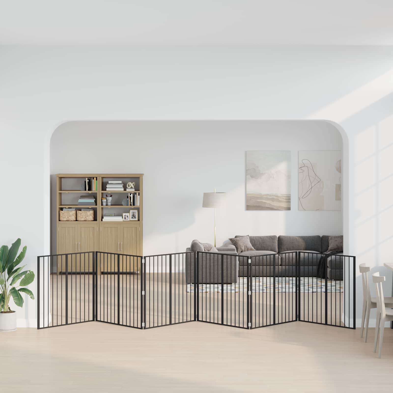 Πόρτα Σκύλου 6 pcs Μαύρο 100 x 100 cm Επικαλυμμένος Χάλυβας - Pakobazaar