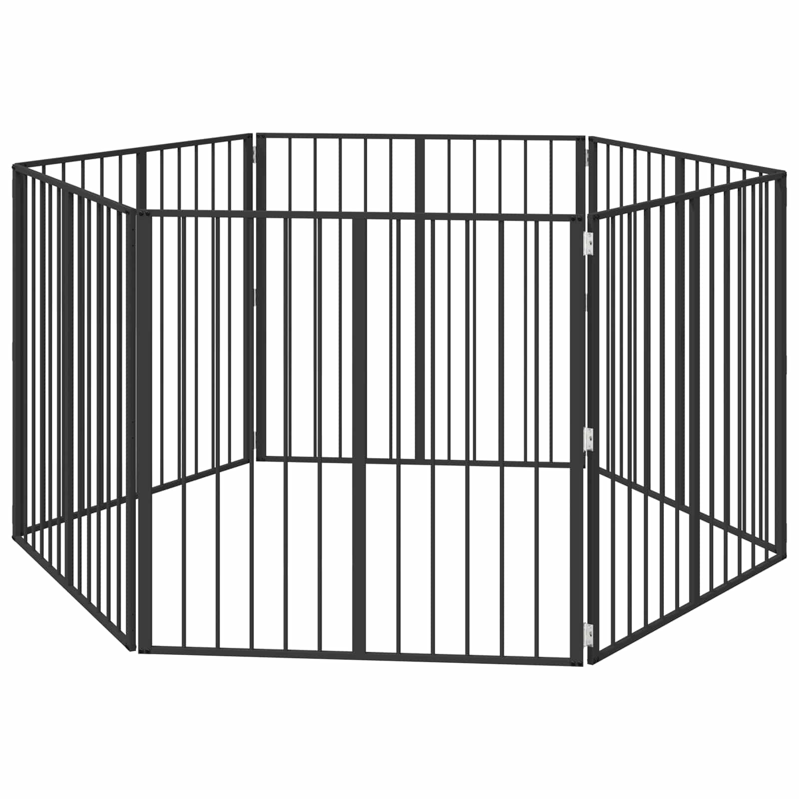 Πόρτα Σκύλου 6 pcs Μαύρο 100 x 100 cm Επικαλυμμένος Χάλυβας - Pakobazaar