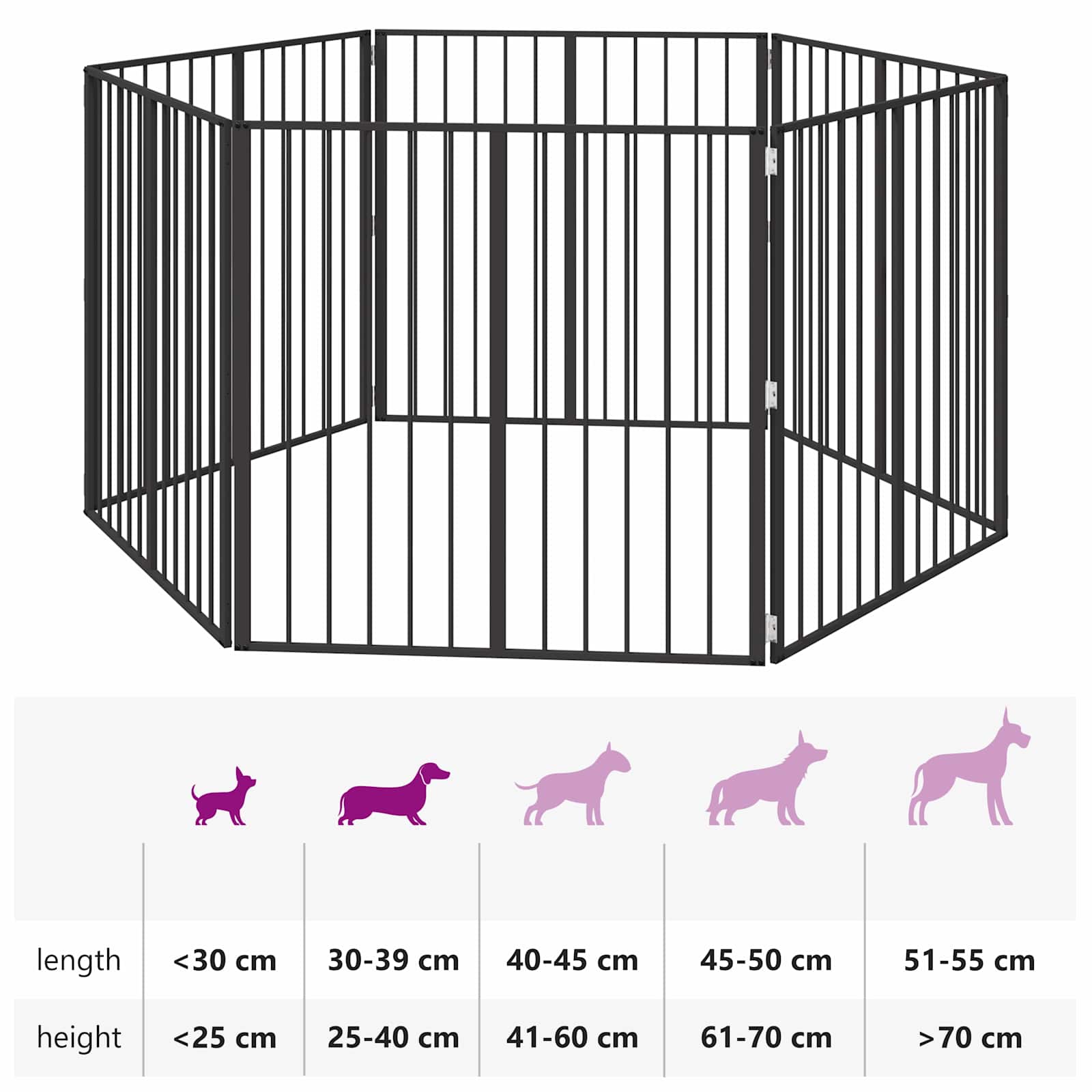 Πόρτα Σκύλου 6 pcs Μαύρο 100 x 100 cm Επικαλυμμένος Χάλυβας - Pakobazaar