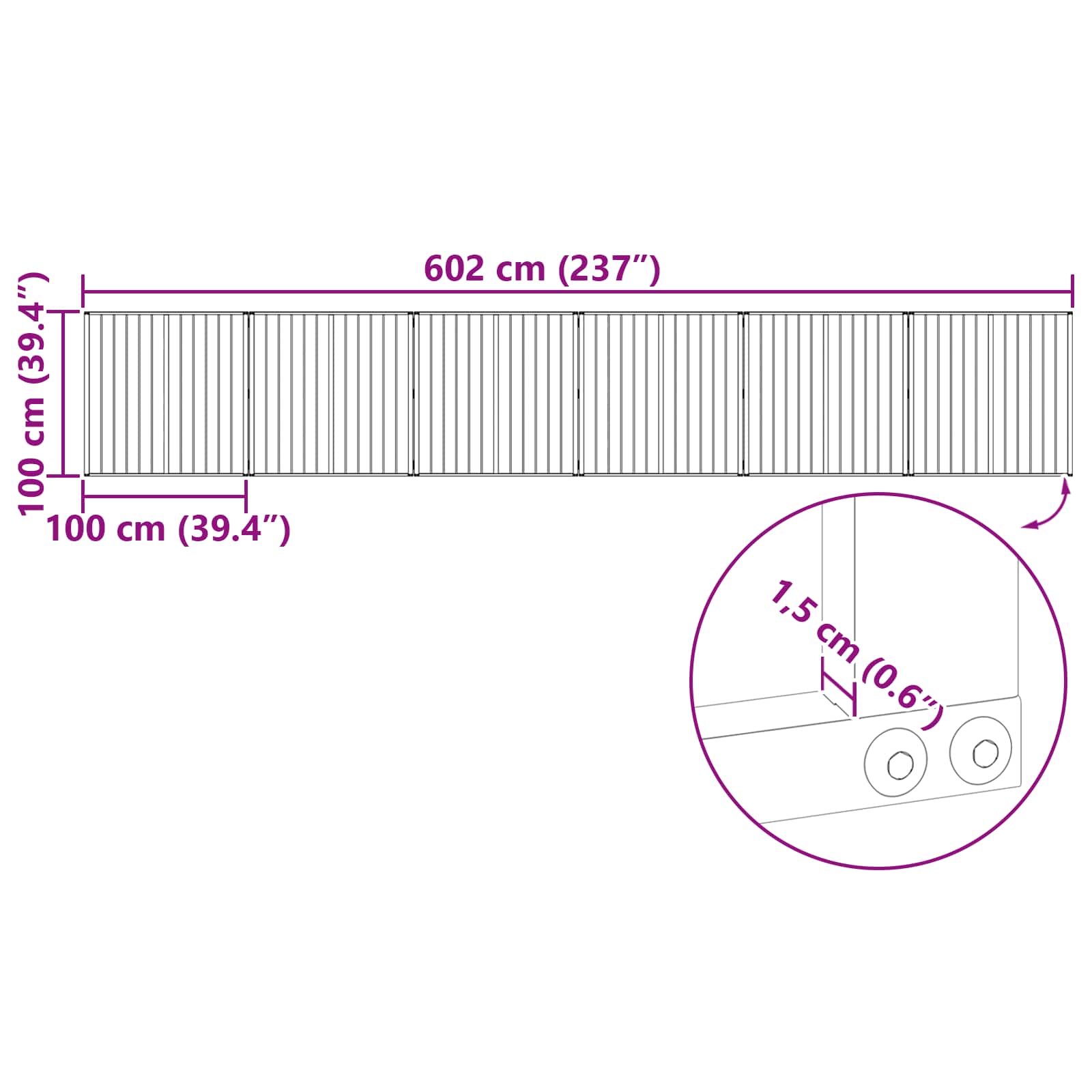 Πόρτα Σκύλου 6 pcs Μαύρο 100 x 100 cm Επικαλυμμένος Χάλυβας - Pakobazaar