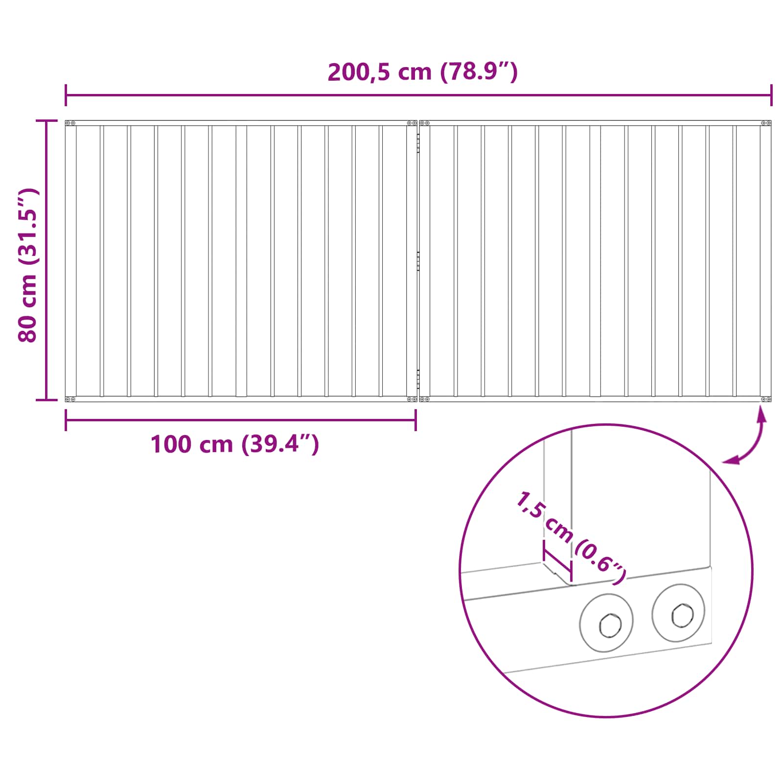 Πόρτα Σκύλου 2 pcs Μαύρο 100 x 80 cm Επικαλυμμένος Χάλυβας - Pakobazaar