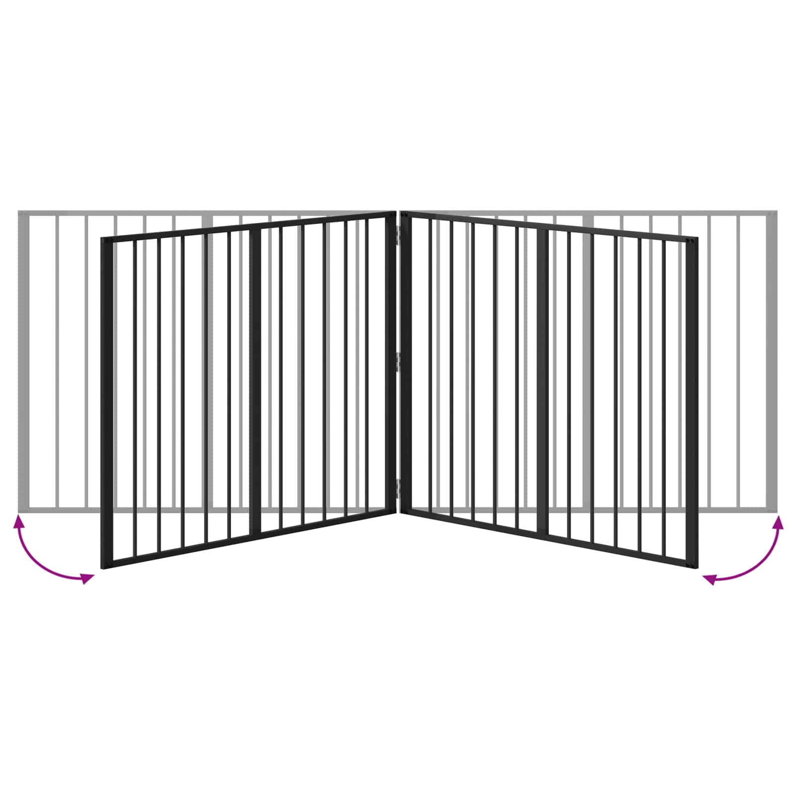 Πόρτα Σκύλου 4 pcs Μαύρο 100 x 80 cm Επικαλυμμένος Χάλυβας - Pakobazaar