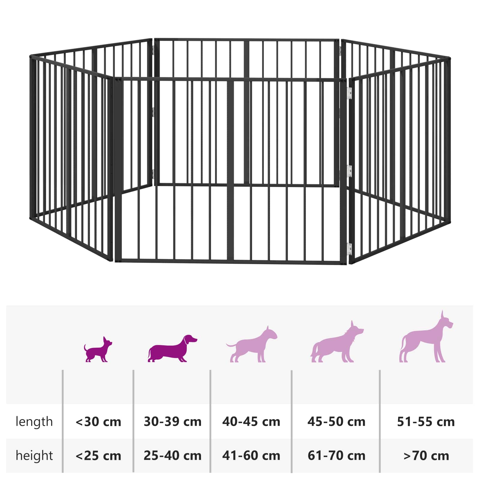 Πόρτα Σκύλου 6 pcs Μαύρο 100 x 80 cm Επικαλυμμένος Χάλυβας - Pakobazaar