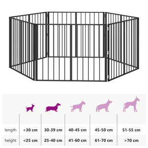 Πόρτα Σκύλου 6 pcs Μαύρο 100 x 80 cm Επικαλυμμένος Χάλυβας - Pakobazaar