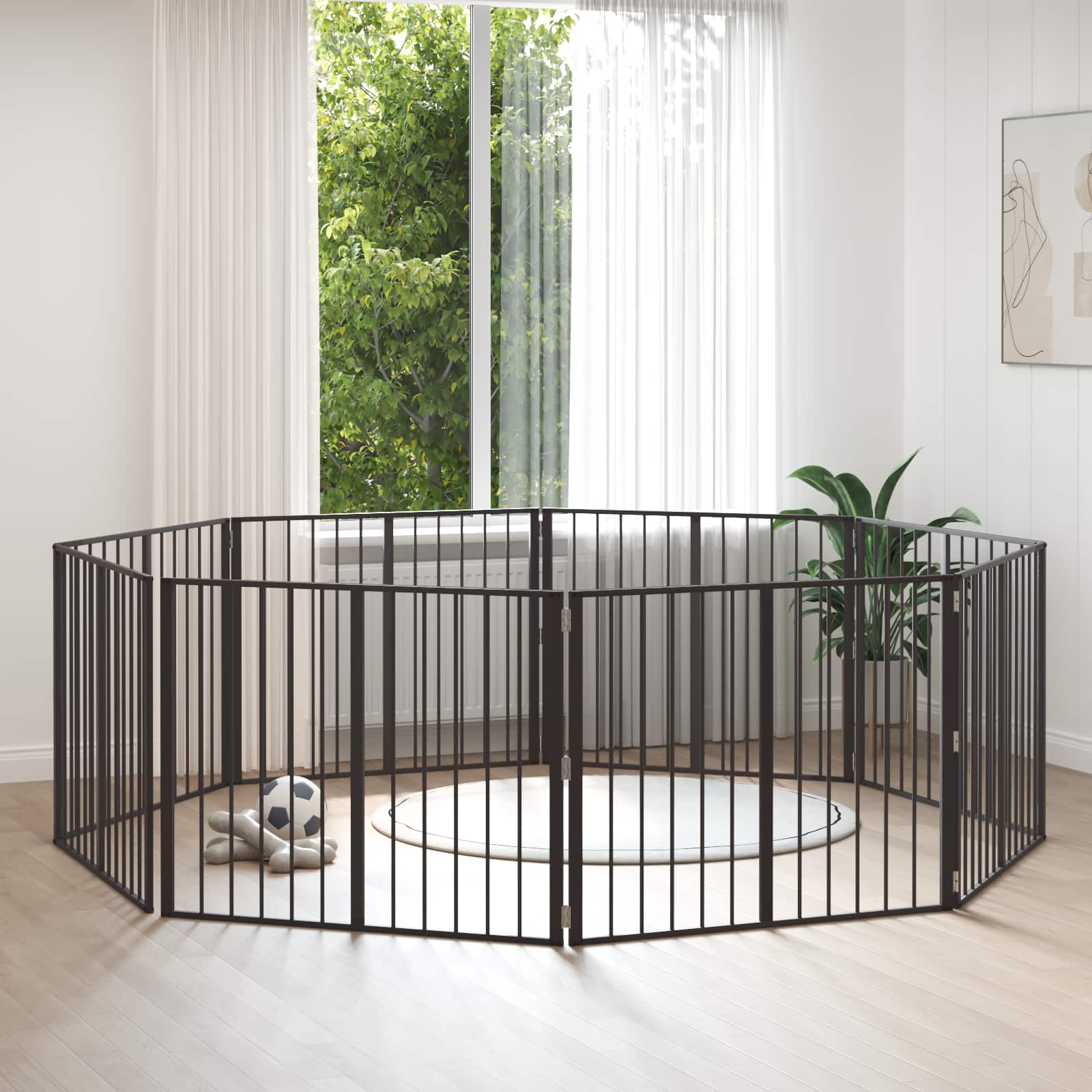 Πόρτα Σκύλου 8 pcs Μαύρο 100 x 80 cm Επικαλυμμένος Χάλυβας - Pakobazaar