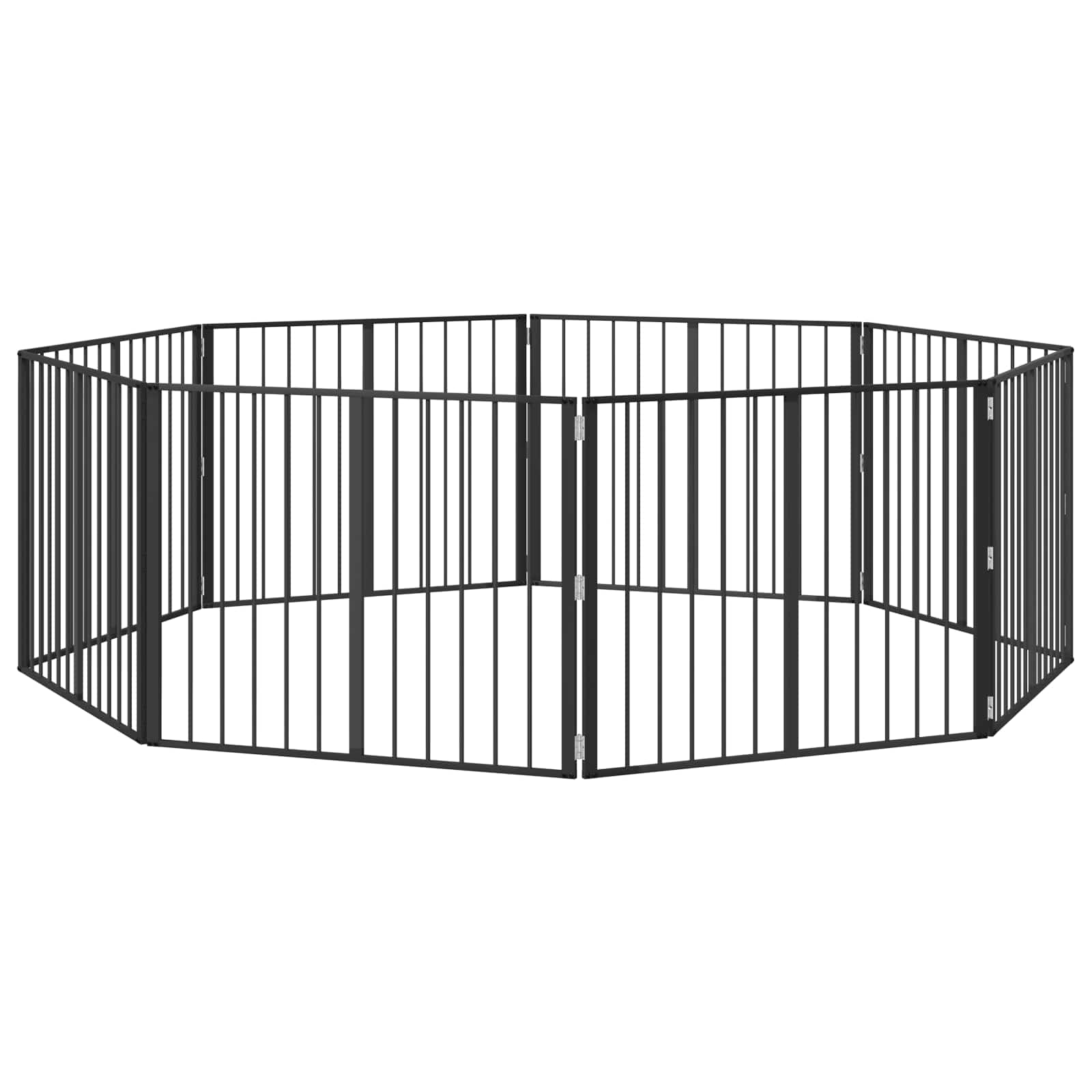 Πόρτα Σκύλου 8 pcs Μαύρο 100 x 80 cm Επικαλυμμένος Χάλυβας - Pakobazaar