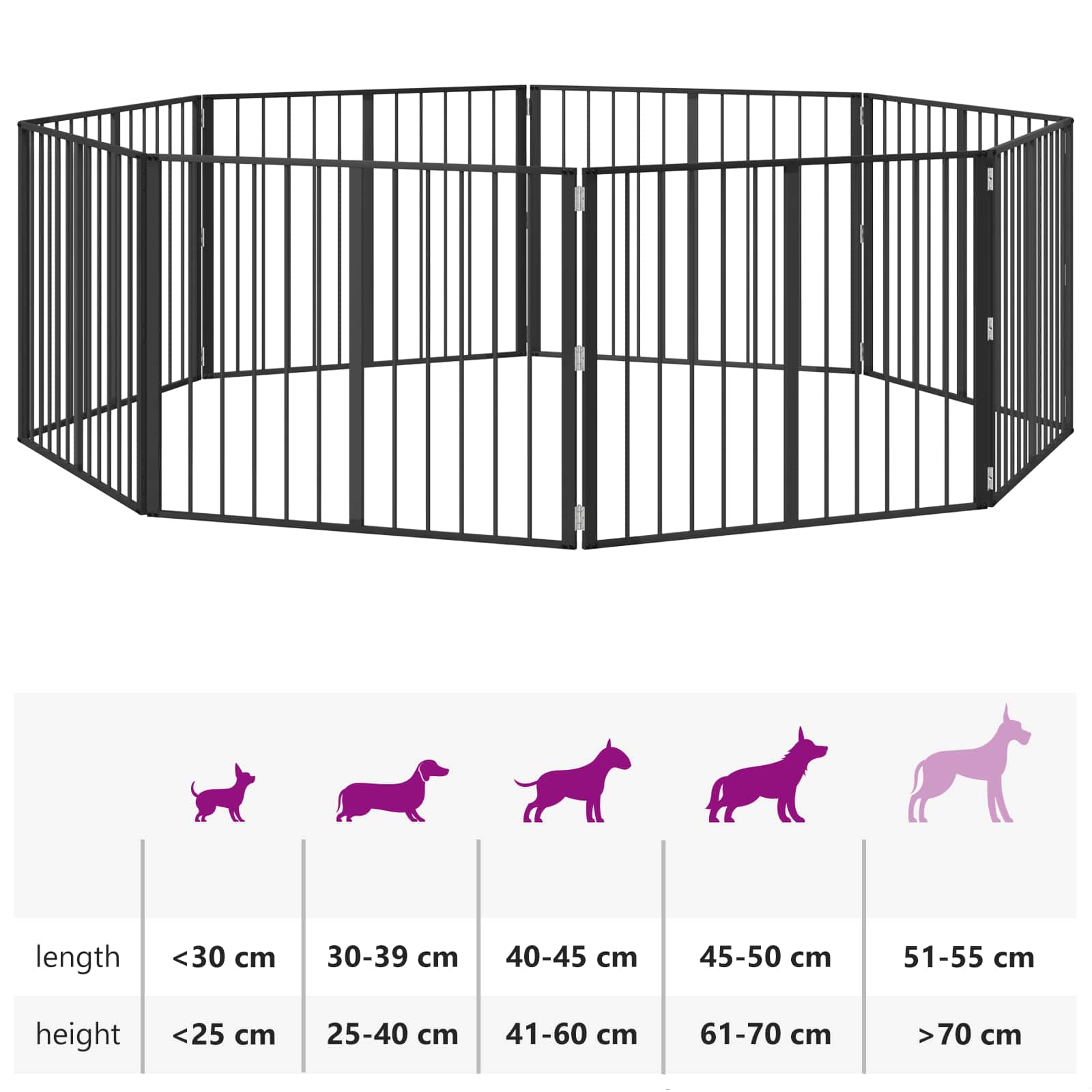 Πόρτα Σκύλου 8 pcs Μαύρο 100 x 80 cm Επικαλυμμένος Χάλυβας - Pakobazaar