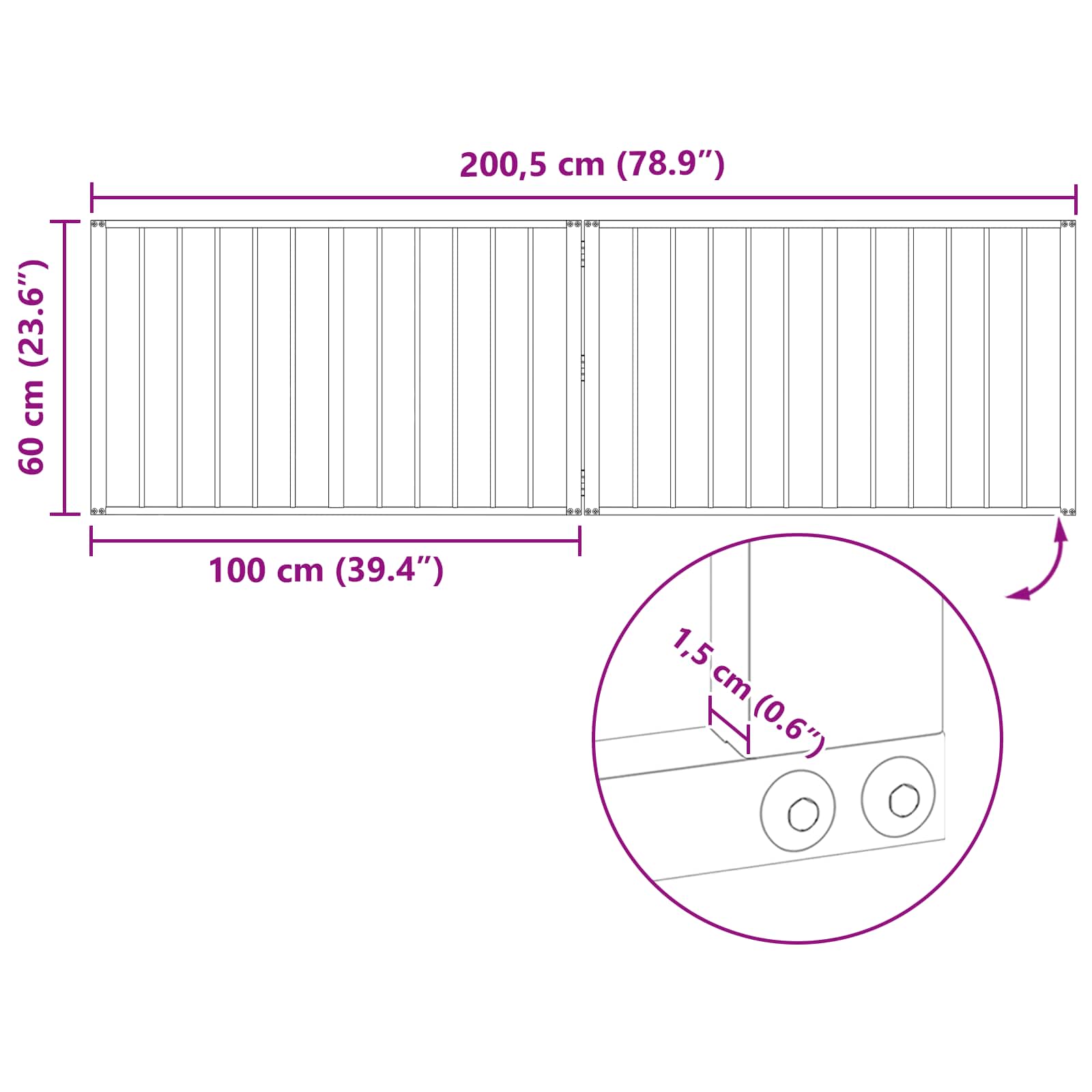 Πόρτα Σκύλου 2 pcs Μαύρο 100 x 60 cm Επικαλυμμένος Χάλυβας - Pakobazaar