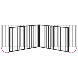 Πόρτα Σκύλου 4 pcs Μαύρο 100 x 60 cm Επικαλυμμένος Χάλυβας - Pakobazaar