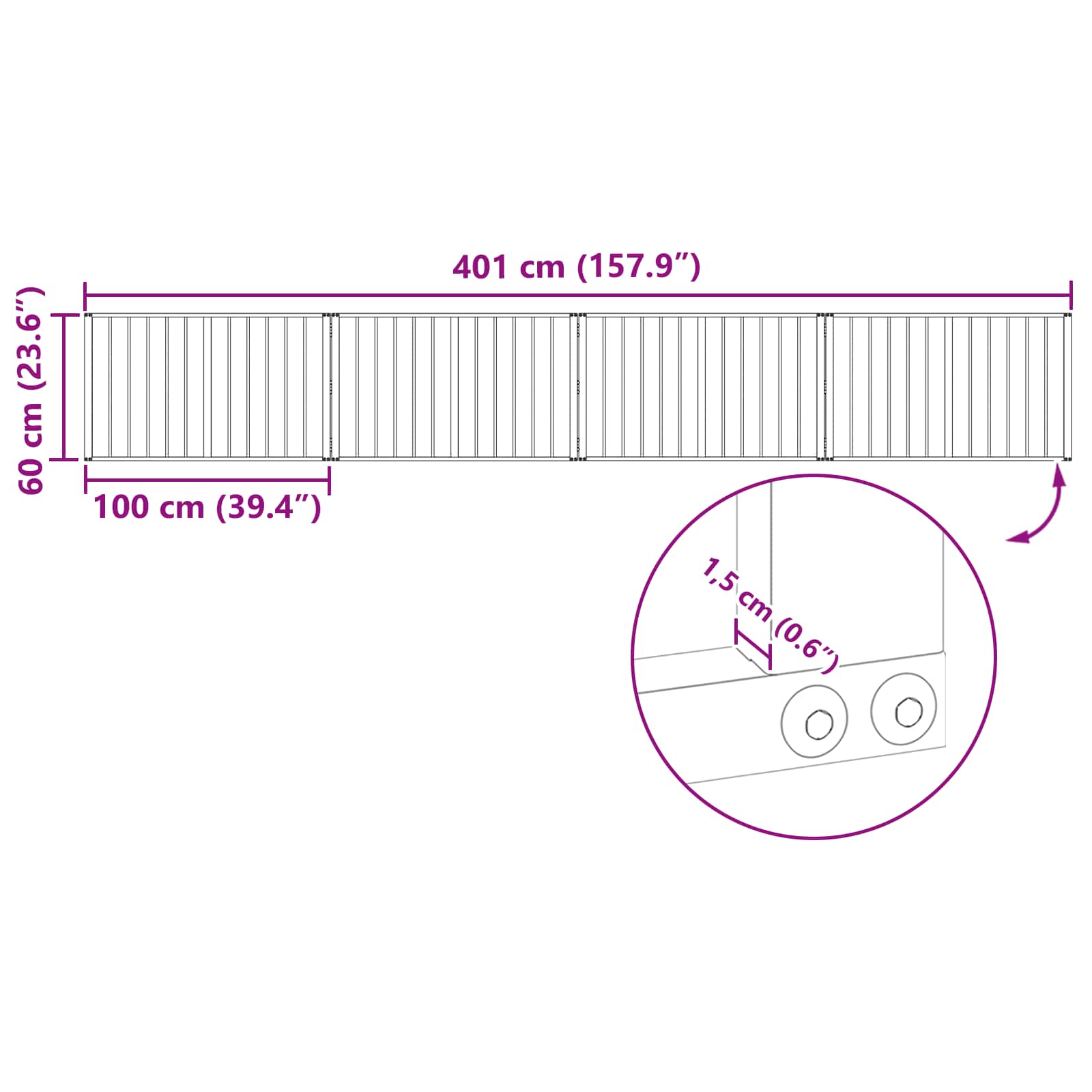 Πόρτα Σκύλου 4 pcs Μαύρο 100 x 60 cm Επικαλυμμένος Χάλυβας - Pakobazaar