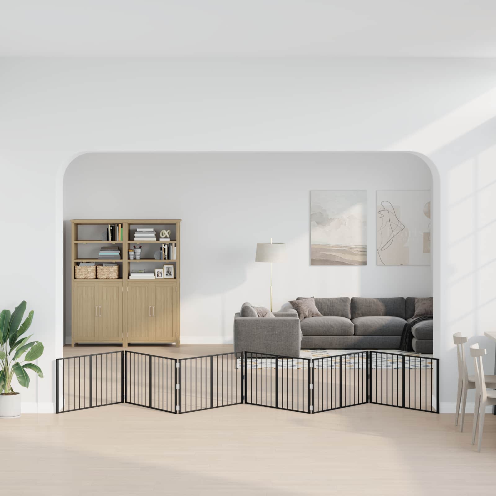 Πόρτα Σκύλου 6 pcs Μαύρο 100 x 60 cm Επικαλυμμένος Χάλυβας - Pakobazaar