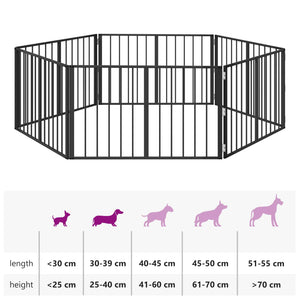 Πόρτα Σκύλου 6 pcs Μαύρο 100 x 60 cm Επικαλυμμένος Χάλυβας - Pakobazaar