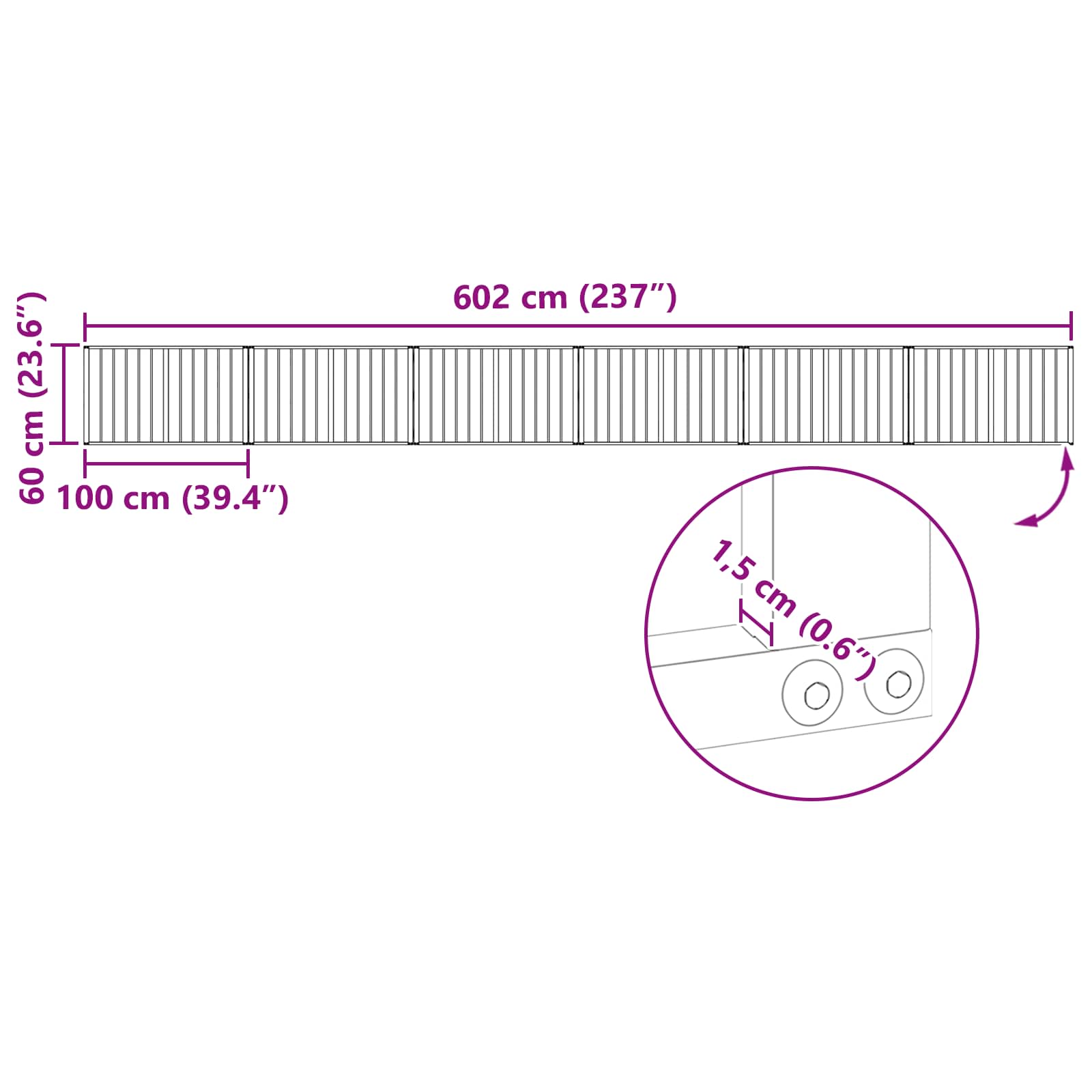 Πόρτα Σκύλου 6 pcs Μαύρο 100 x 60 cm Επικαλυμμένος Χάλυβας - Pakobazaar