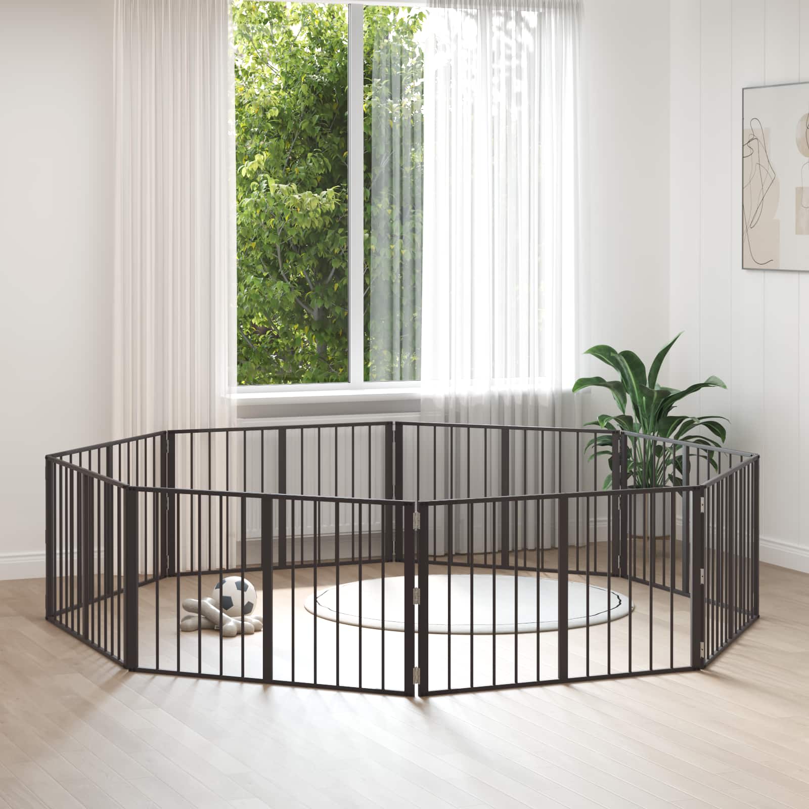 Πόρτα Σκύλου 8 pcs Μαύρο 100 x 60 cm Επικαλυμμένος Χάλυβας - Pakobazaar