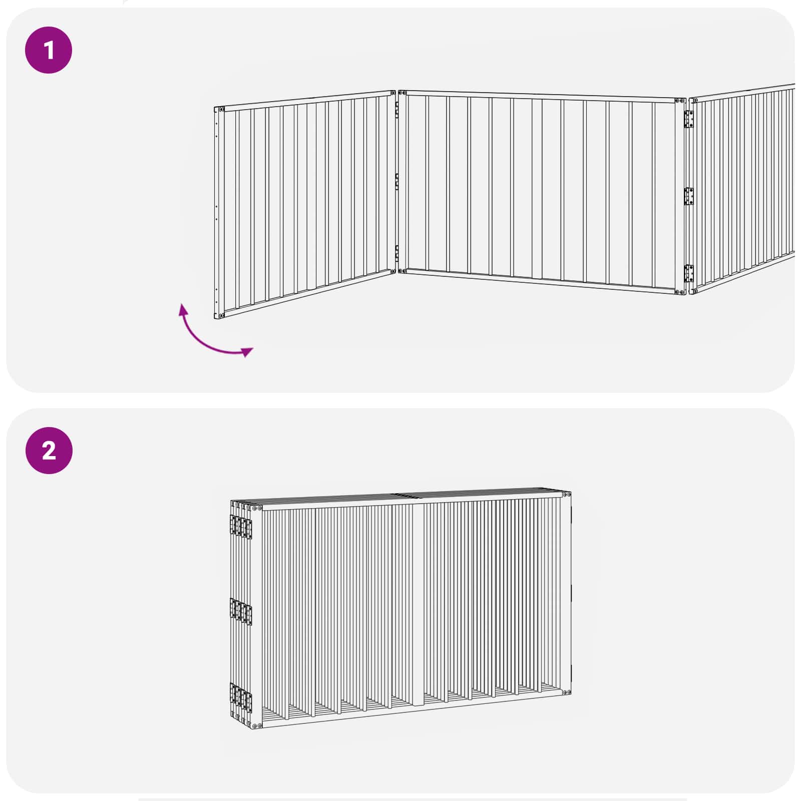 Πόρτα Σκύλου 8 pcs Μαύρο 100 x 60 cm Επικαλυμμένος Χάλυβας - Pakobazaar