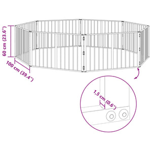 Πόρτα Σκύλου 8 pcs Μαύρο 100 x 60 cm Επικαλυμμένος Χάλυβας - Pakobazaar