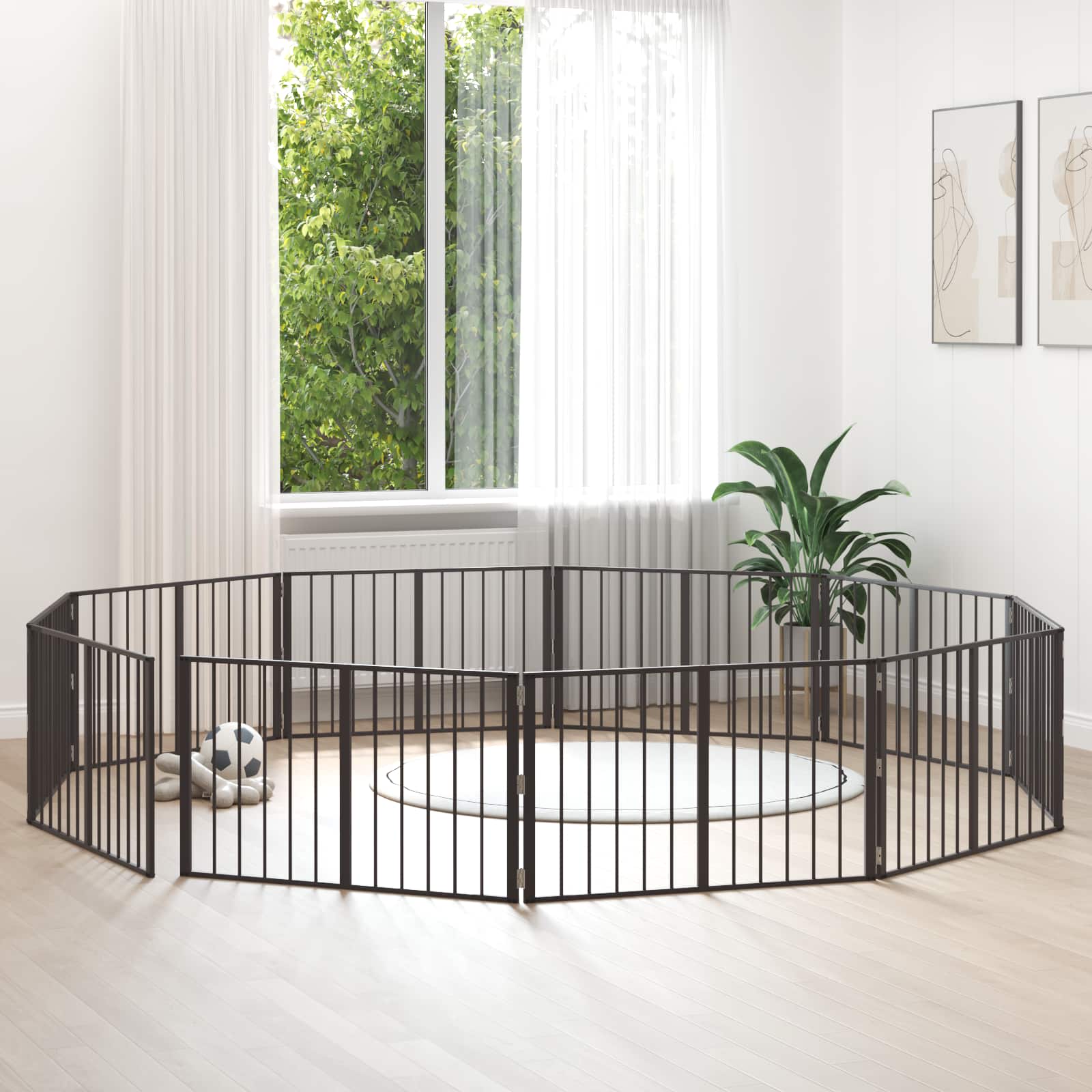 Πόρτα Σκύλου 10 pcs Μαύρο 100 x 60 cm Επικαλυμμένος Χάλυβας - Pakobazaar