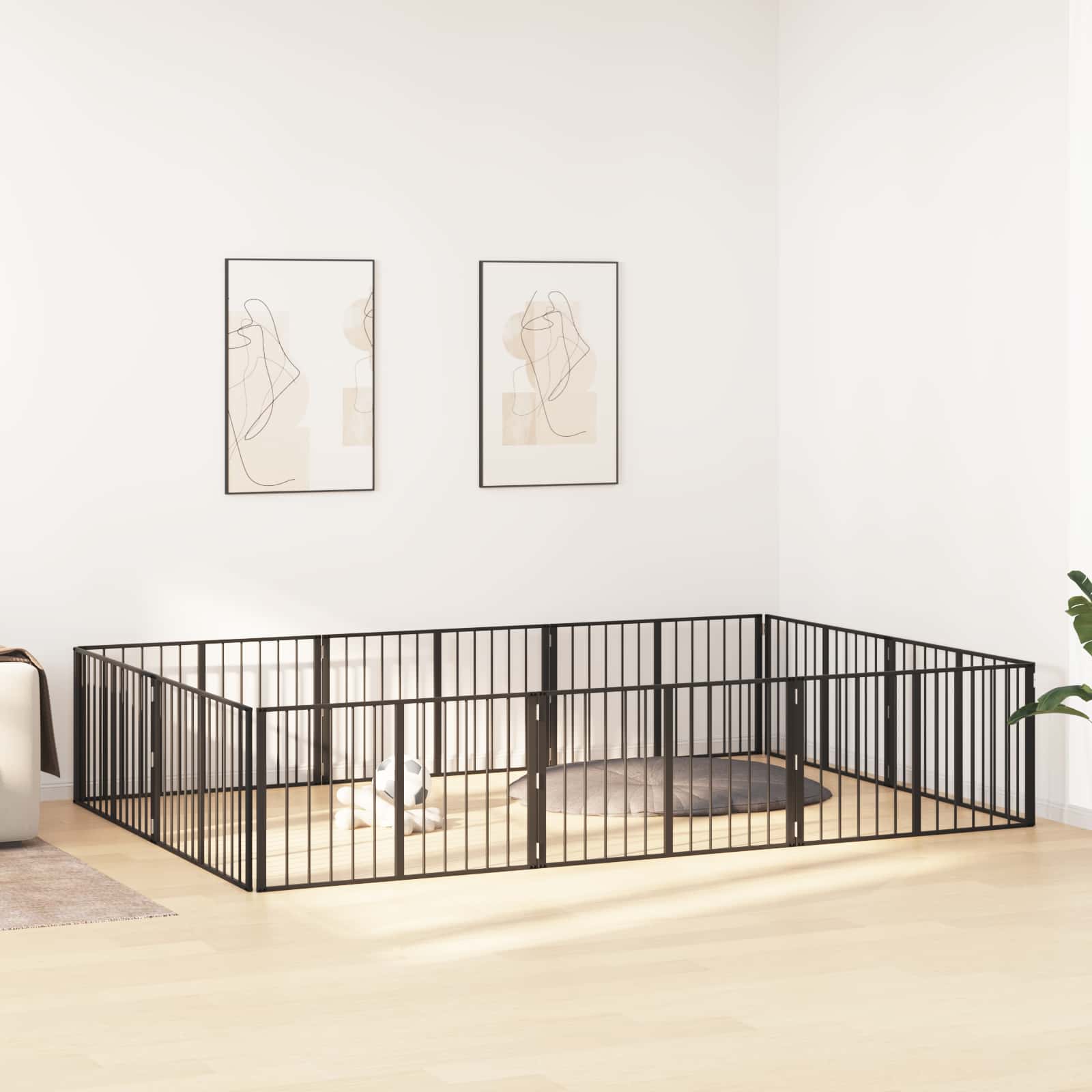 Πόρτα Σκύλου 10 pcs Μαύρο 100 x 60 cm Επικαλυμμένος Χάλυβας - Pakobazaar