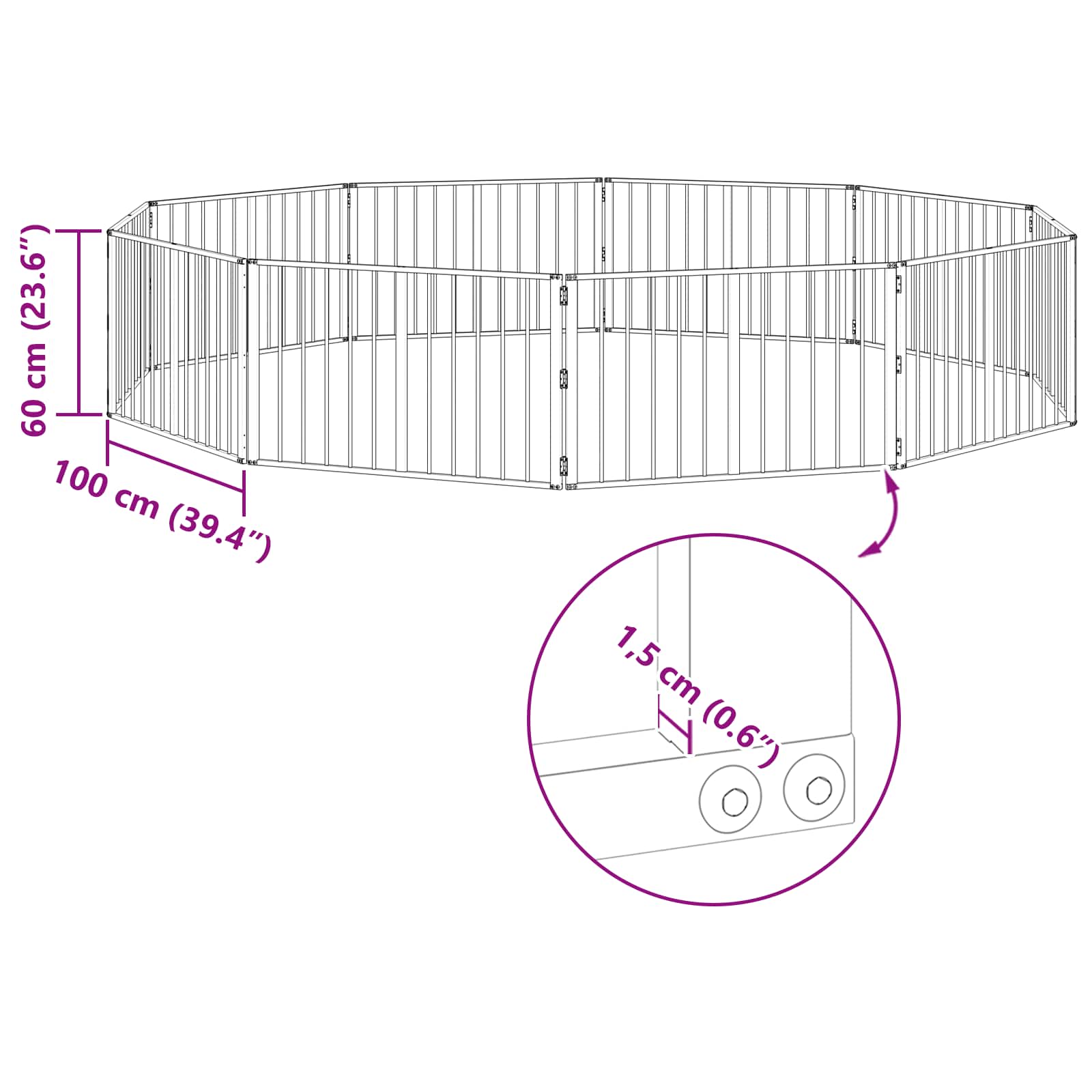 Πόρτα Σκύλου 10 pcs Μαύρο 100 x 60 cm Επικαλυμμένος Χάλυβας - Pakobazaar