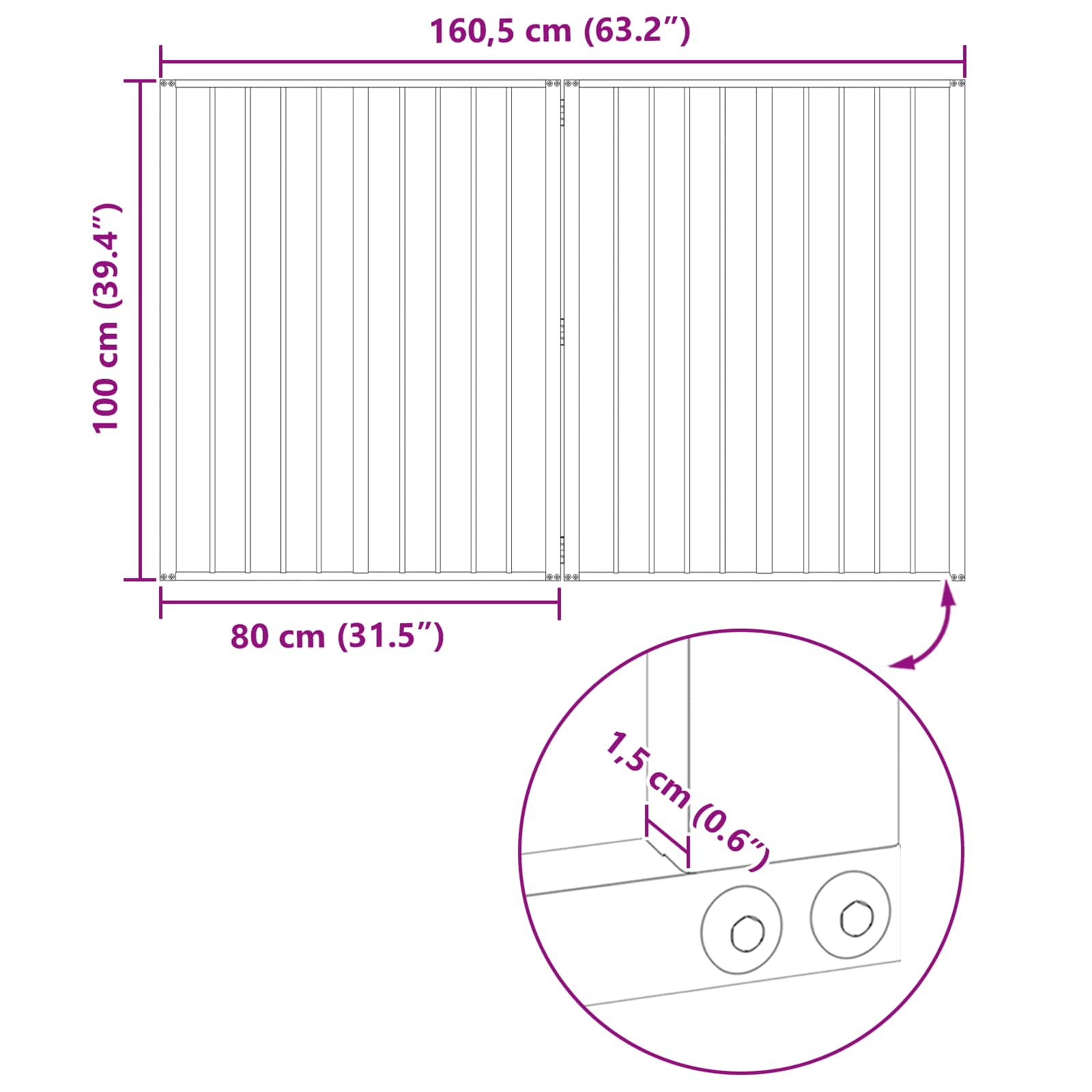 Πόρτα Σκύλου 2 pcs Μαύρο 80 x 100 cm Επικαλυμμένος Χάλυβας - Pakobazaar