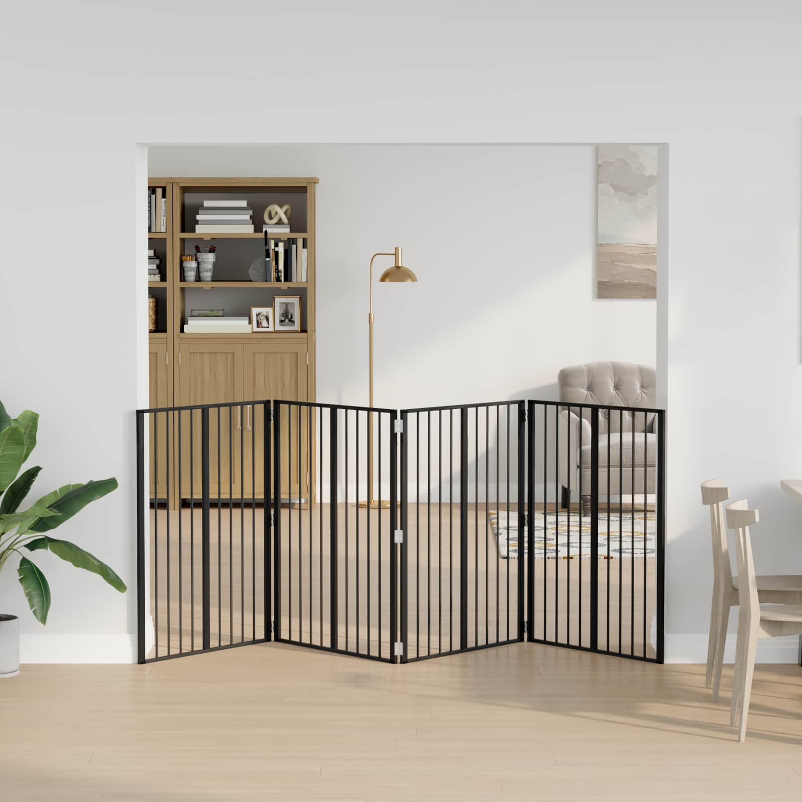 Πόρτα Σκύλου 4 pcs Μαύρο 80 x 100 cm Επικαλυμμένος Χάλυβας - Pakobazaar