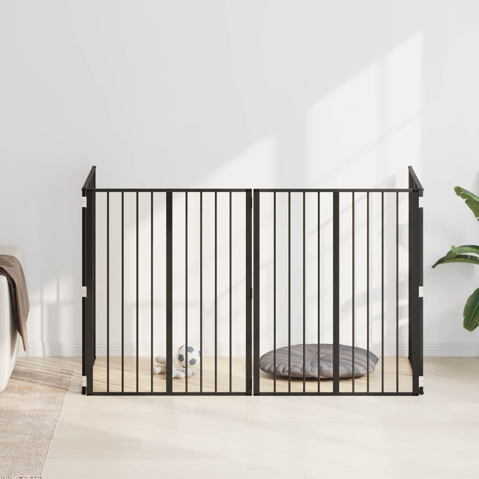 Πόρτα Σκύλου 4 pcs Μαύρο 80 x 100 cm Επικαλυμμένος Χάλυβας - Pakobazaar