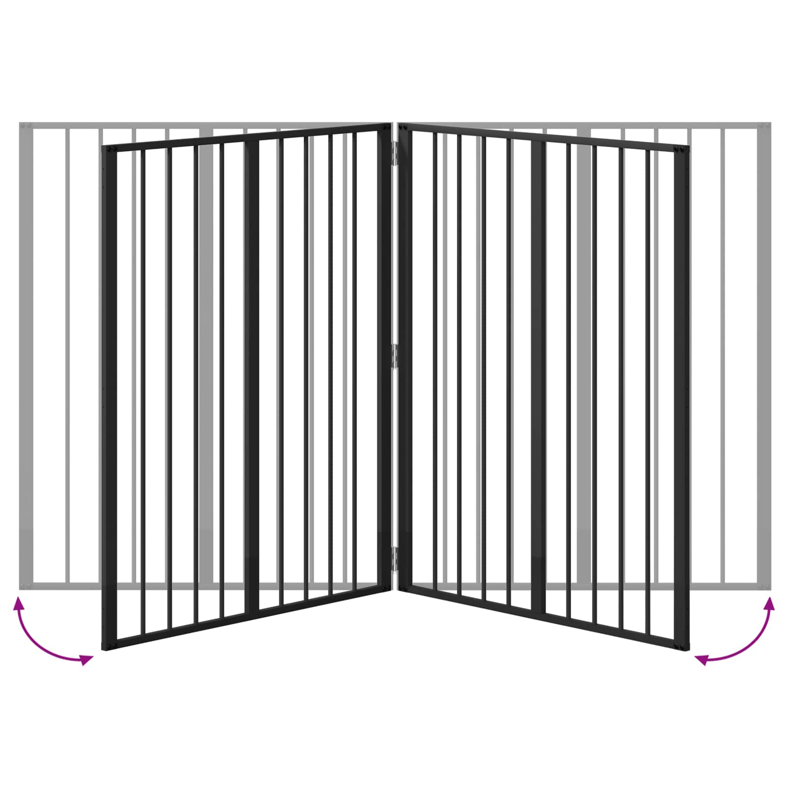 Πόρτα Σκύλου 4 pcs Μαύρο 80 x 100 cm Επικαλυμμένος Χάλυβας - Pakobazaar