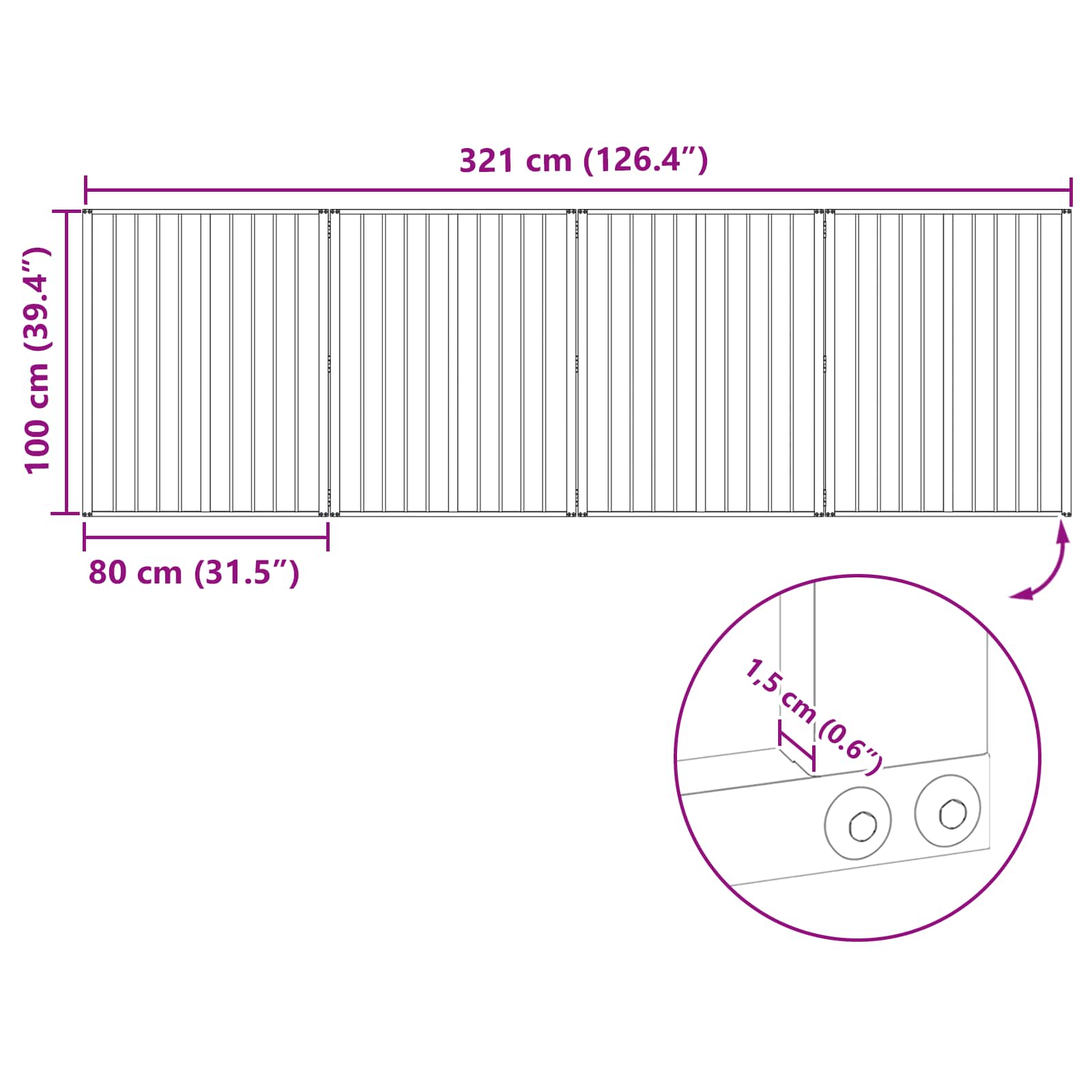 Πόρτα Σκύλου 4 pcs Μαύρο 80 x 100 cm Επικαλυμμένος Χάλυβας - Pakobazaar