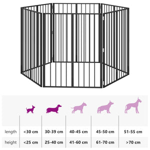 Πόρτα Σκύλου 6 pcs Μαύρο 80 x 100 cm Επικαλυμμένος Χάλυβας - Pakobazaar