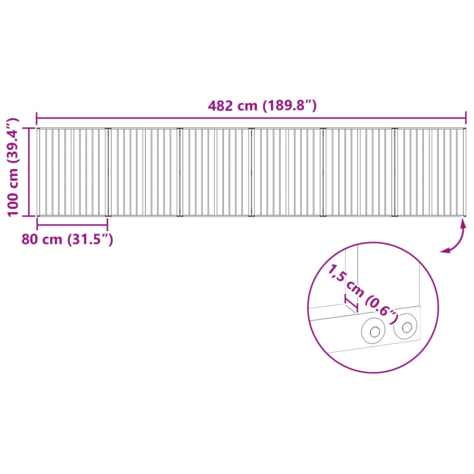 Πόρτα Σκύλου 6 pcs Μαύρο 80 x 100 cm Επικαλυμμένος Χάλυβας - Pakobazaar