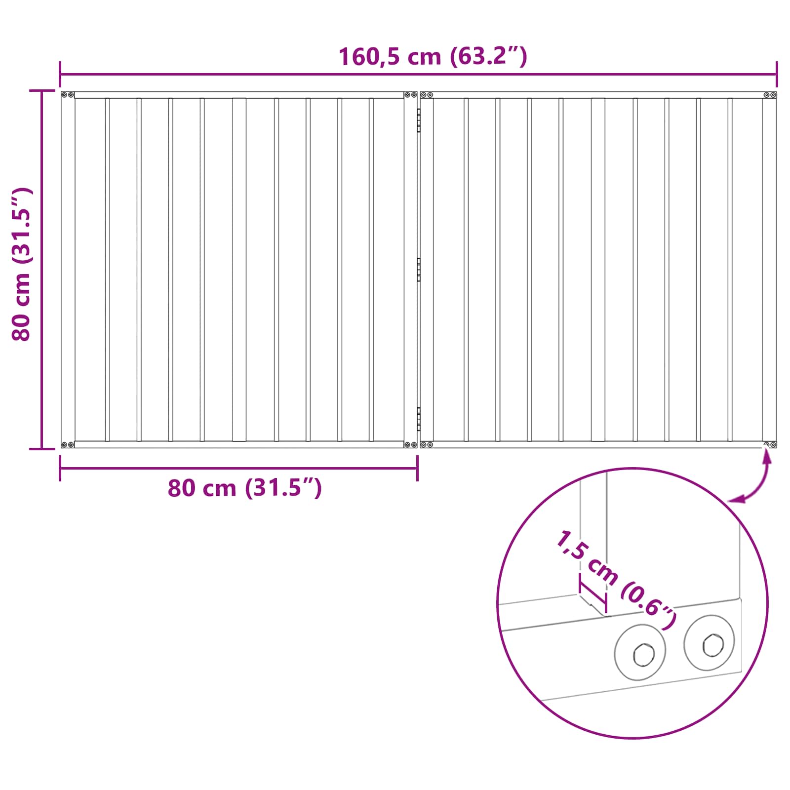 Πόρτα Σκύλου 2 pcs Μαύρο 80 x 80 cm Επικαλυμμένος Χάλυβας - Pakobazaar